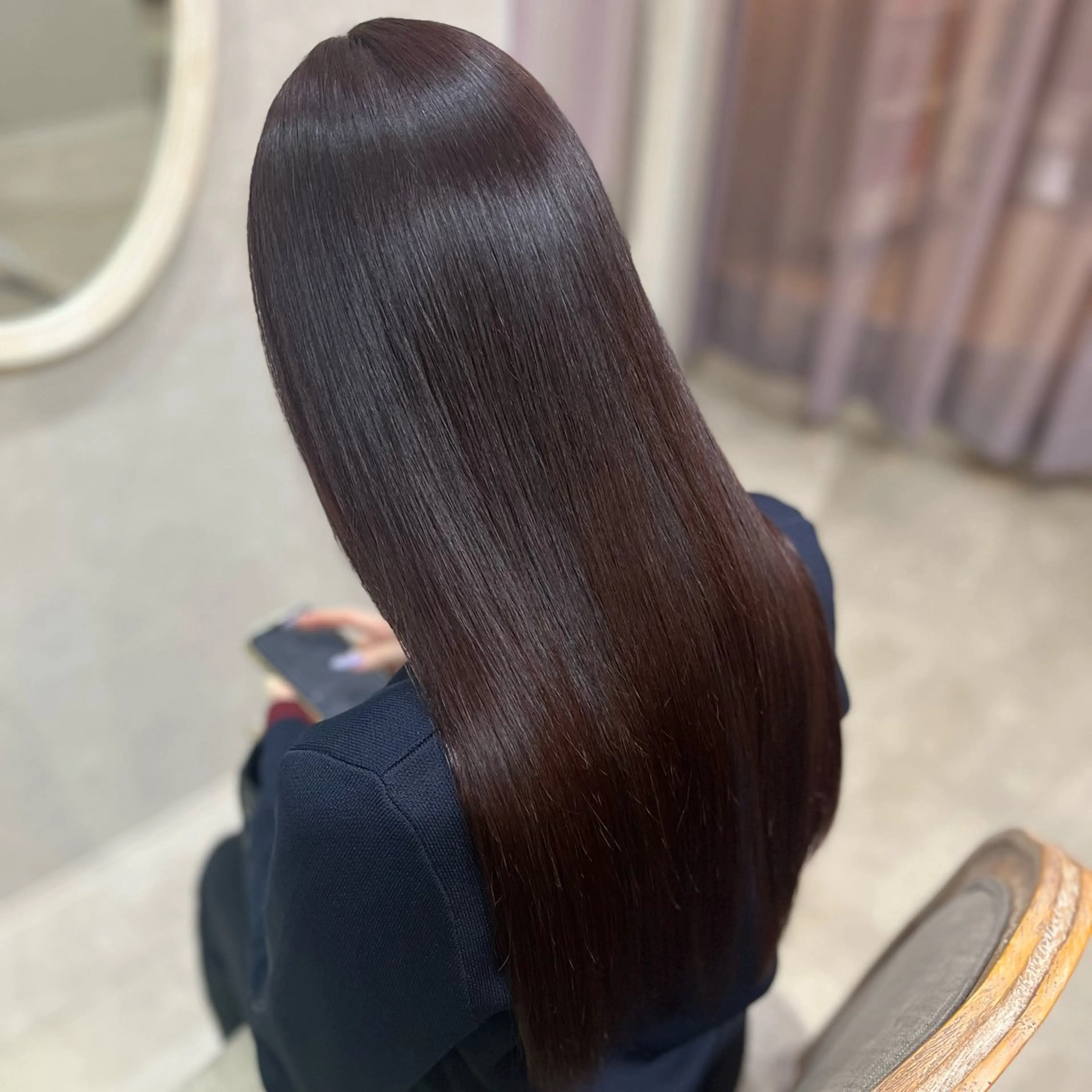 ロング チョコレートブラウン カット ヘアカラー 髪質改善/Color Couture るなのヘアスタイル