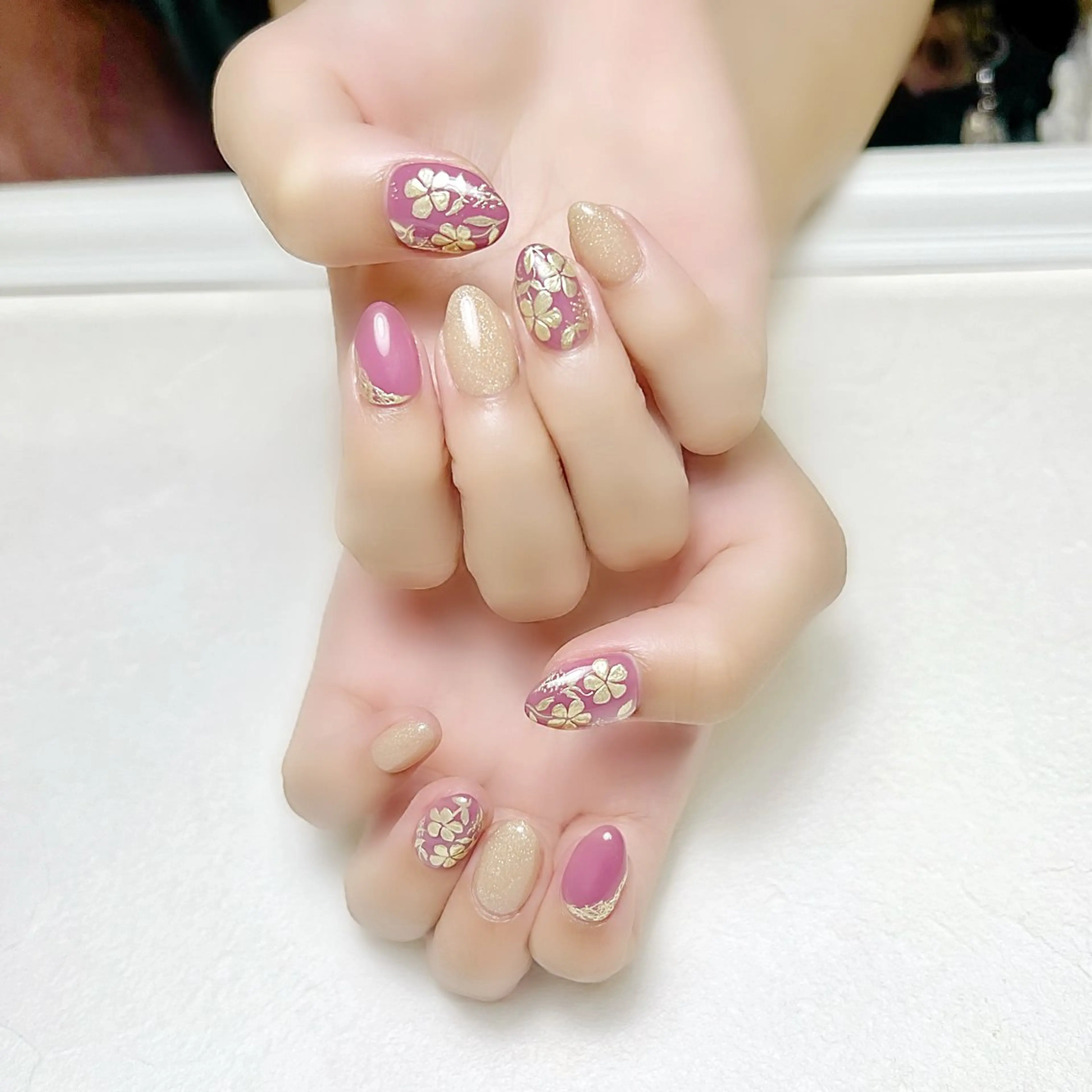 ネイル フラワーネイル ミラーネイル rouse nail RISATOのネイルデザイン