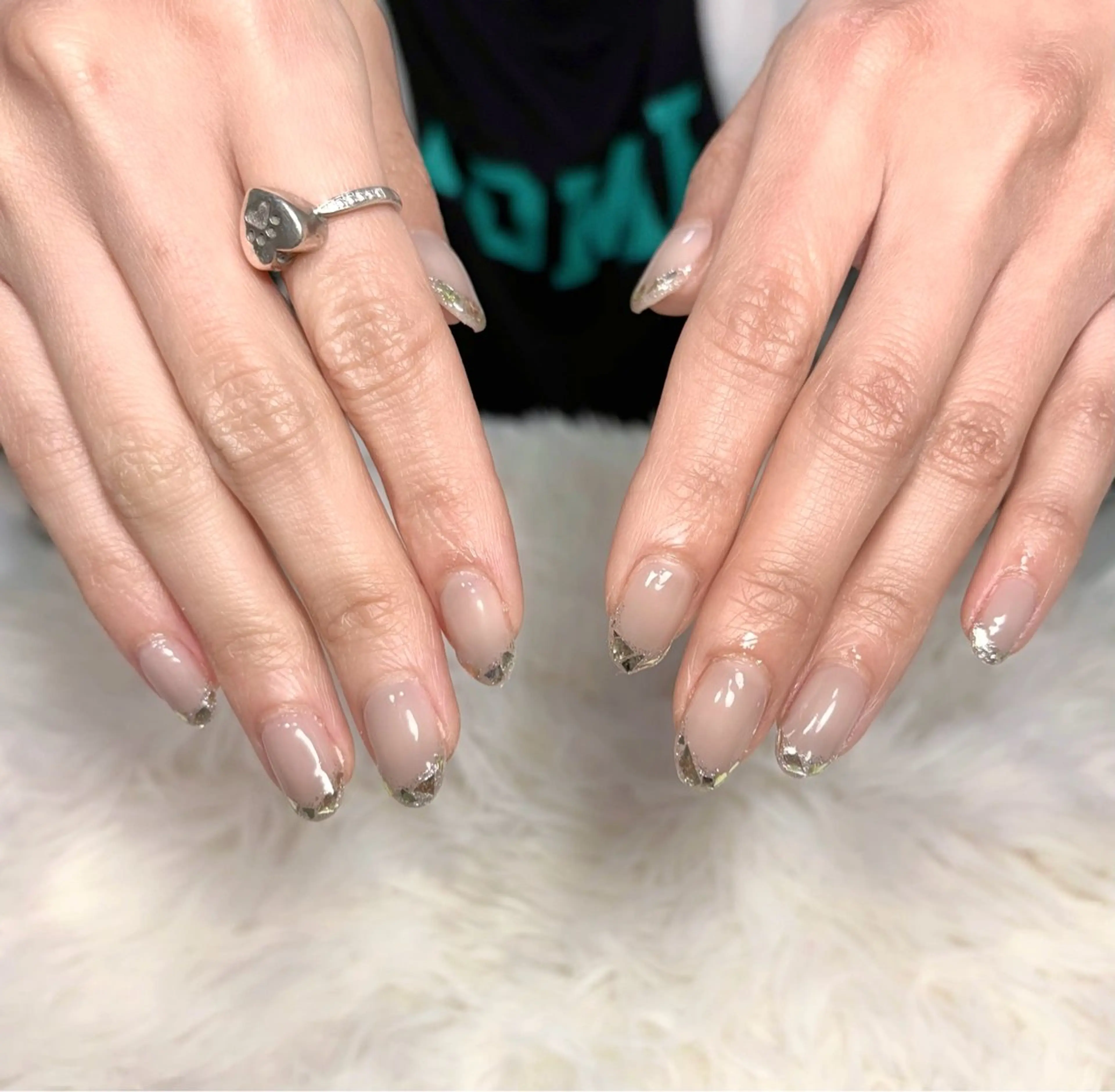 ネイル 入学式 フレンチネイル ガラスフレンチ シンプルネイル 春ネイル ハンドネイル LUANA n'sのネイルデザイン