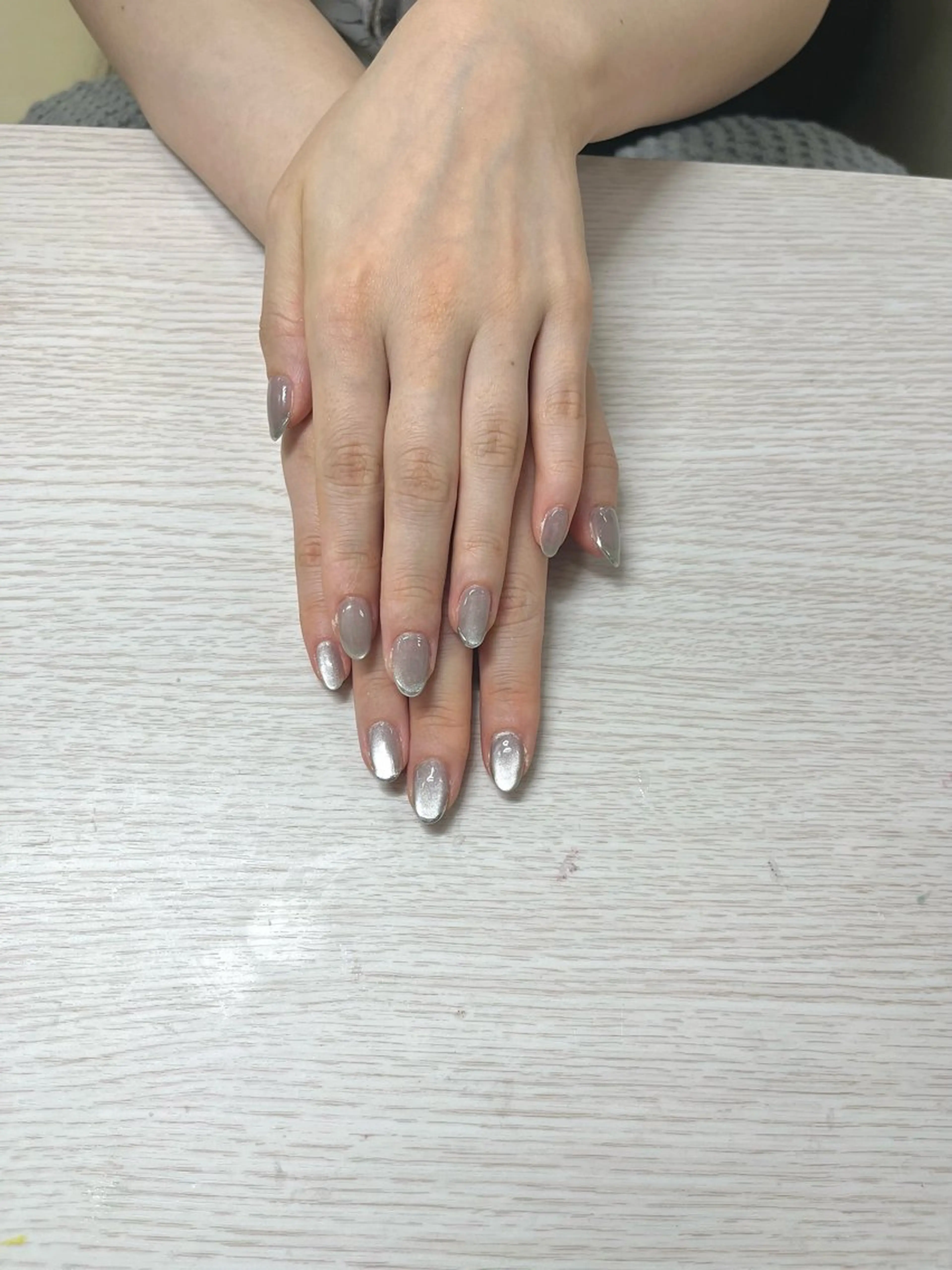 ネイル ミラーネイル シルバー TRU きゃんのネイルデザイン