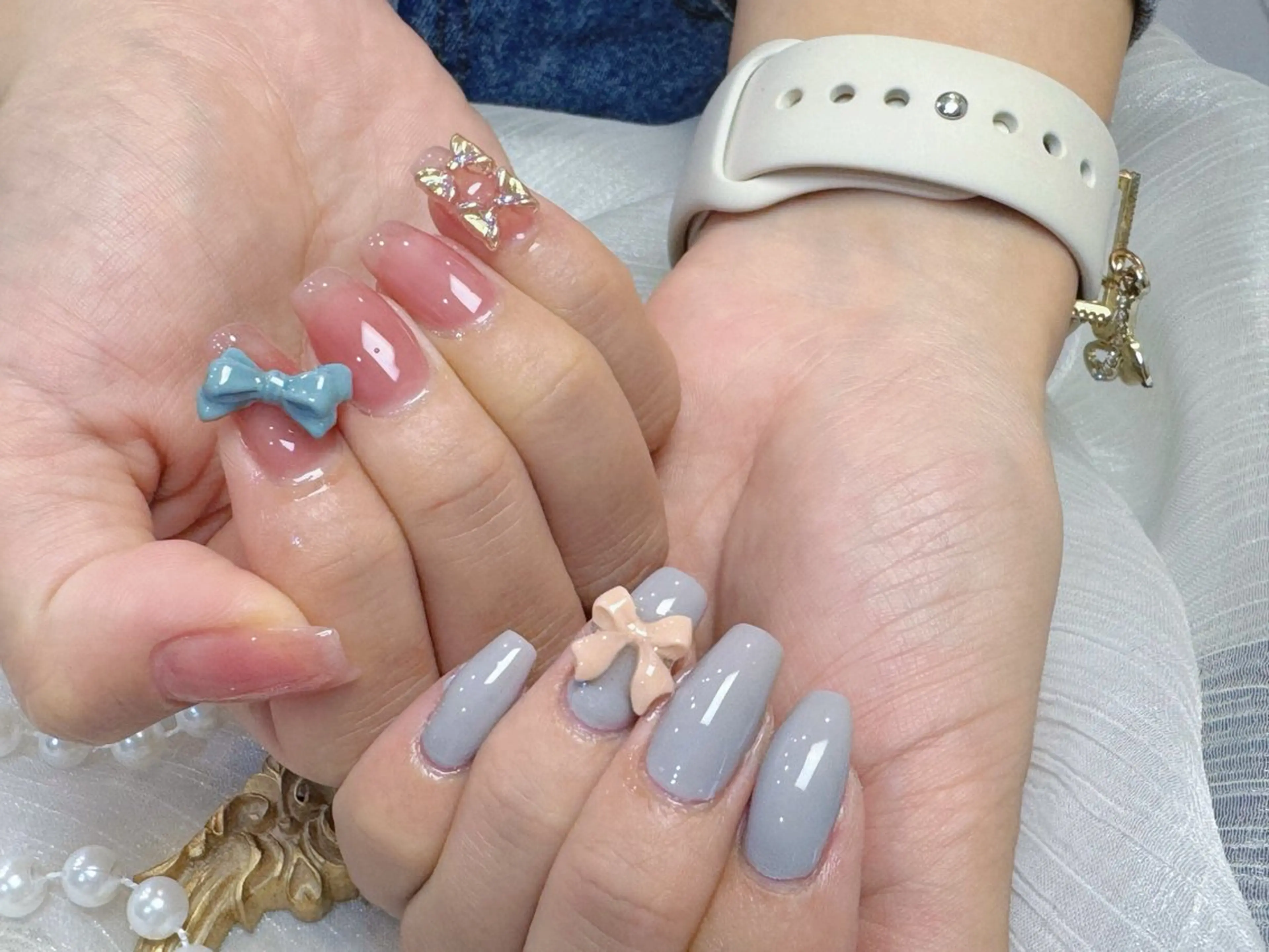 ネイル アートネイル フットネイル ジェルネイル ハート マグネットネイル Babarla Nailのネイルデザイン