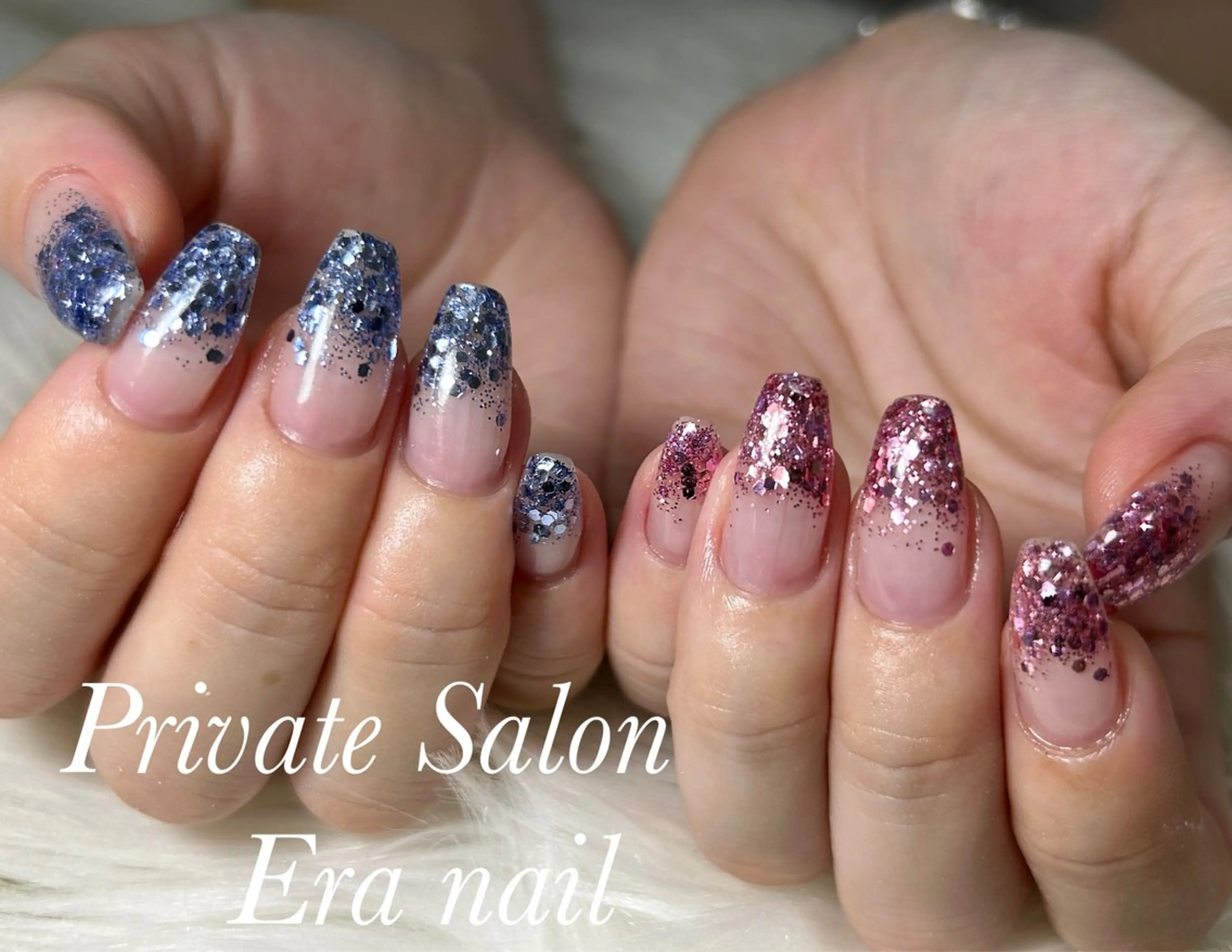 ネイル グラデーション ラメ(グリッター) ラメグラデーション ハンドネイル Era nailのネイルデザイン