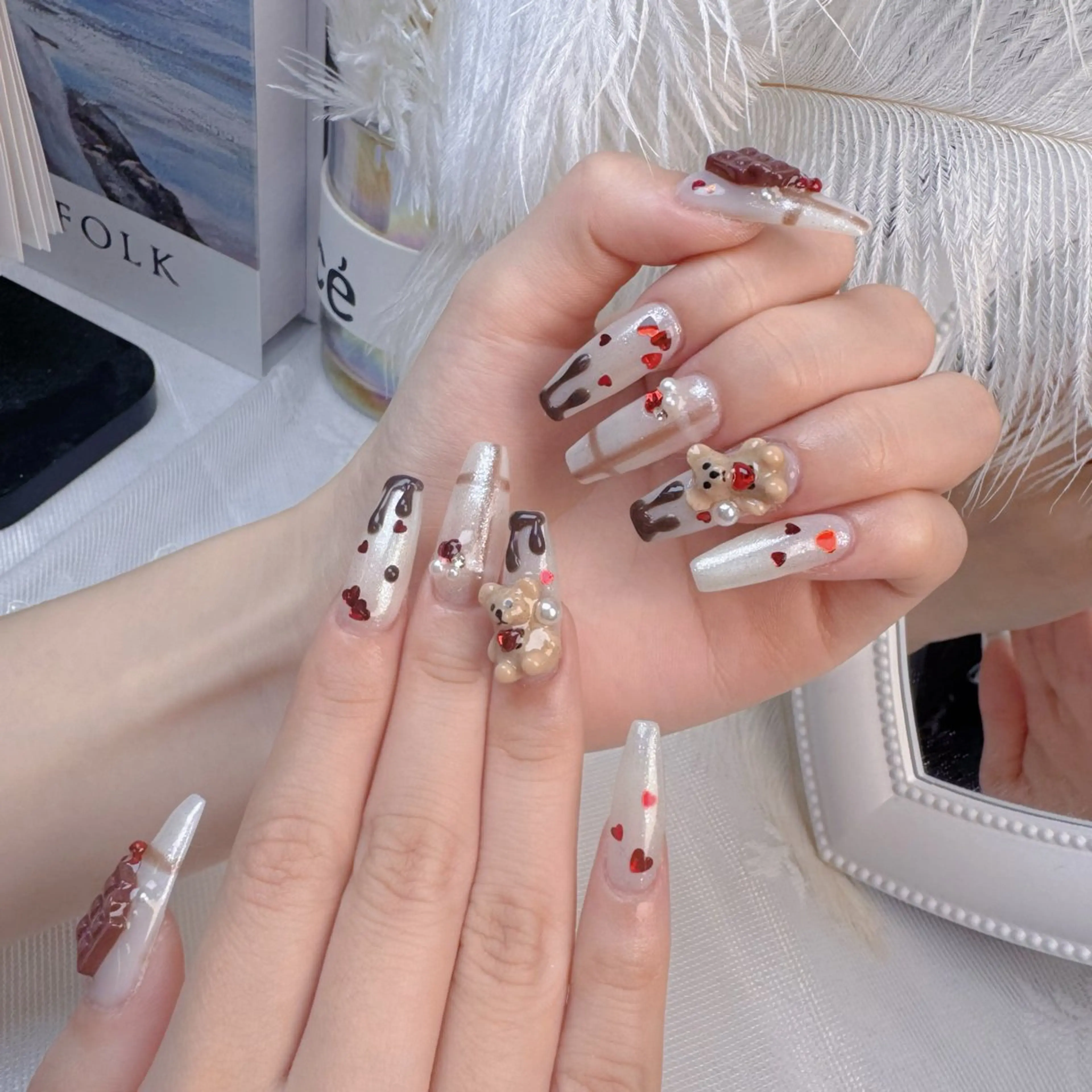 ネイル クリアネイル ハート キラキラネイル 韓国ネイル マグネットネイル ハンドネイル princess スカルプ専門店のネイルデザイン