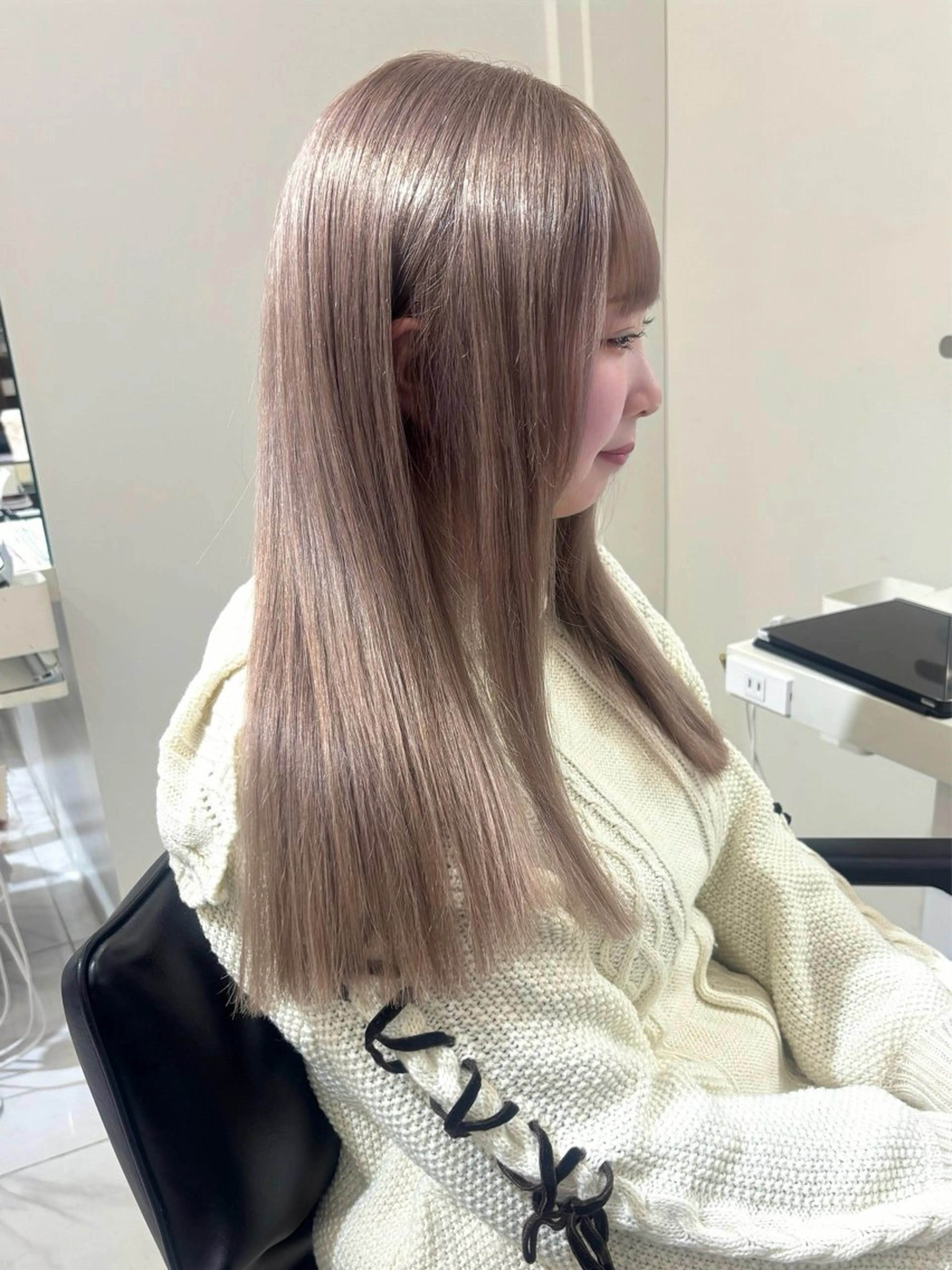 セミロング カラー ブリーチ ヘアカラー トリートメント 🩶大人韓国ヘア 渋谷/Satsukiのヘアスタイル