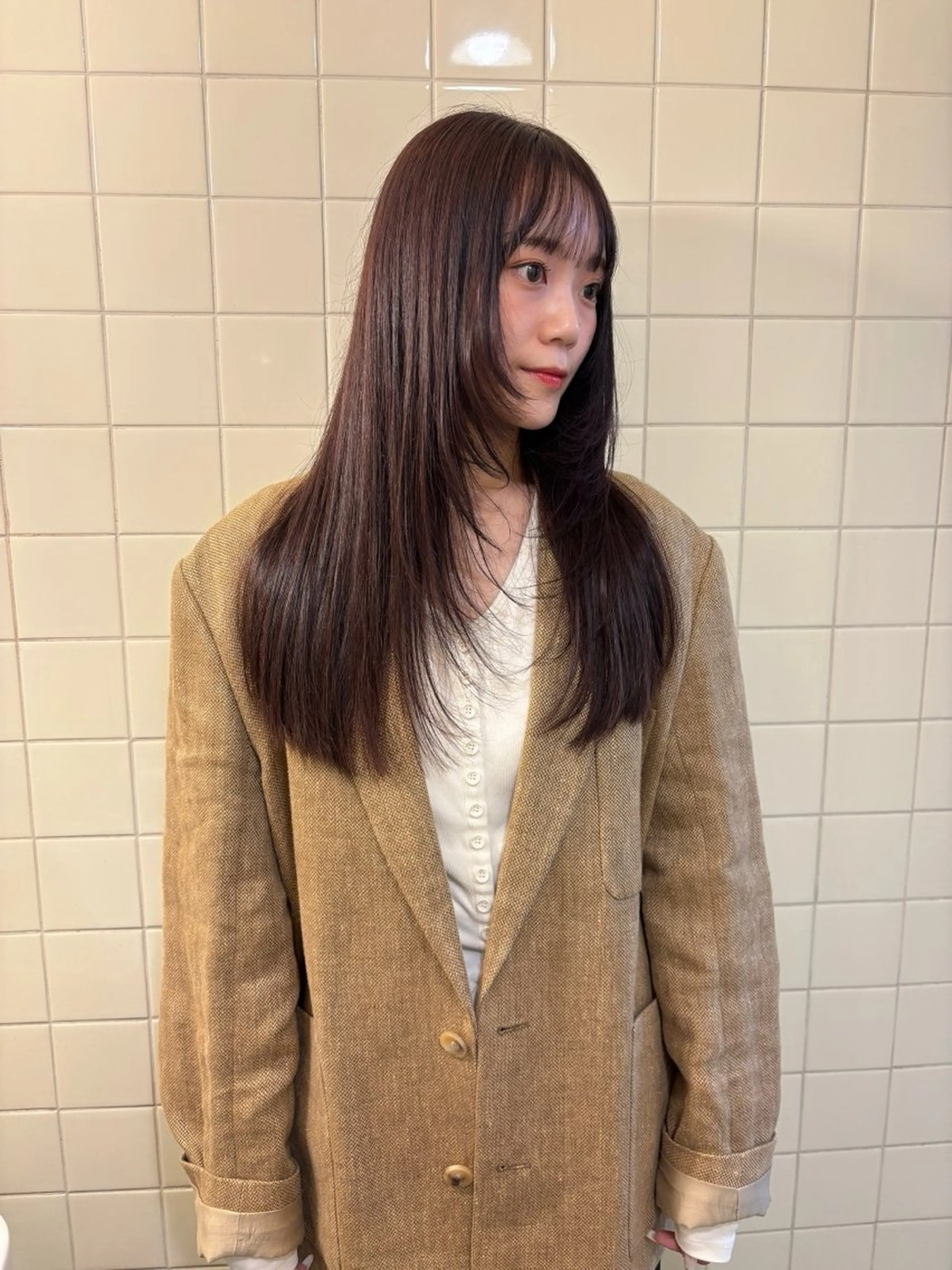 ロング カラー カット ヘアカラー トリートメント 韓国ボブ＆顔まわり レイヤー♡TOMOEのヘアスタイル