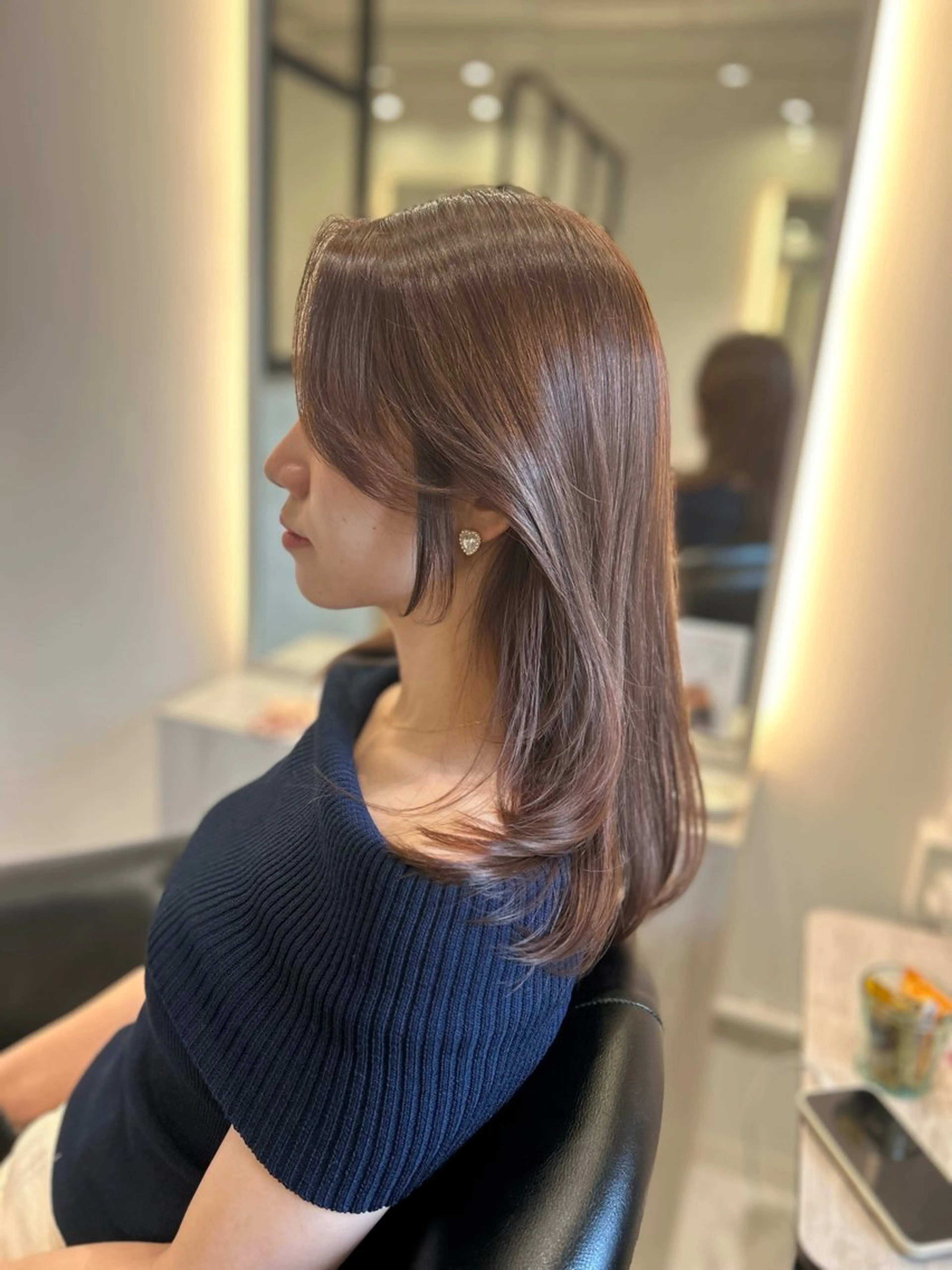 セミロング カラー カット ヘアカラー トリートメント &chaLme   心斎橋所属・emi/髪質改善/ 韓国風/艶カラーのヘアスタイル