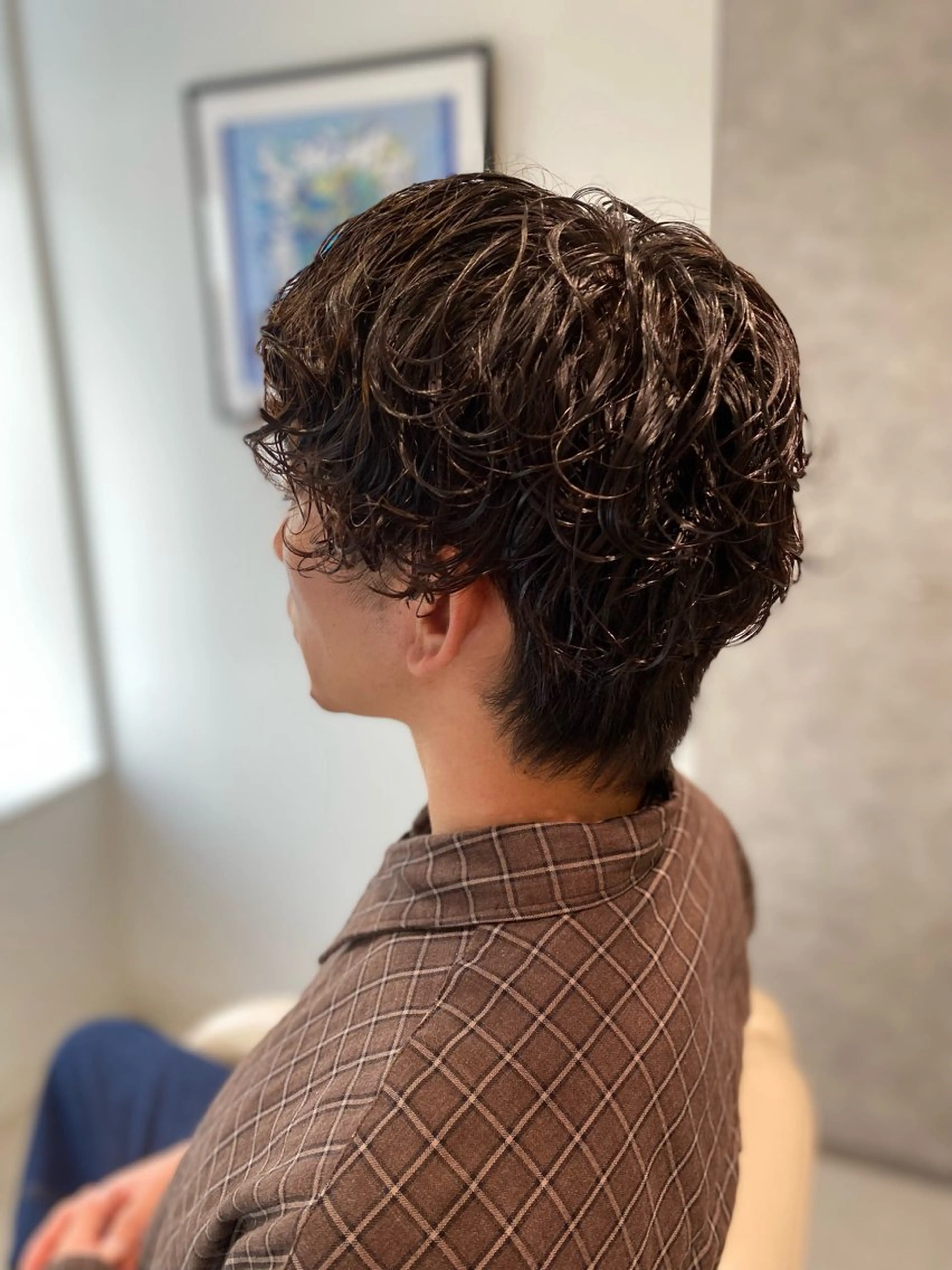 ショート パーマ メンズ メンズパーマ 波巻きパーマ メンズウルフカット 伸ばしかけ ウルフカット 🌷ちひろ/ショート /レイヤー🌷のヘアスタイル