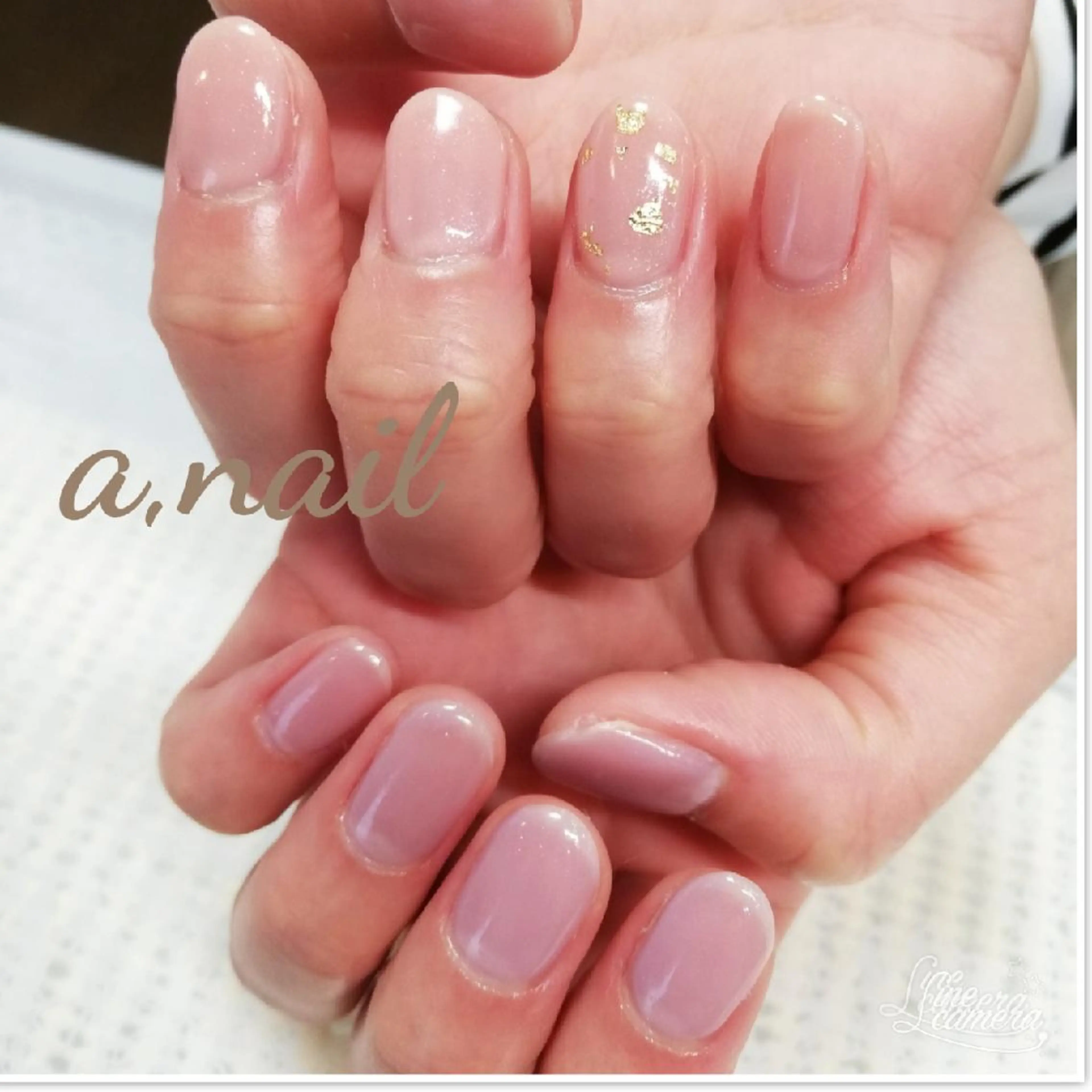 ネイル ラメ(グリッター) ピンク シンプルネイル ハンドネイル ネイルサロン エーネイルのネイルデザイン