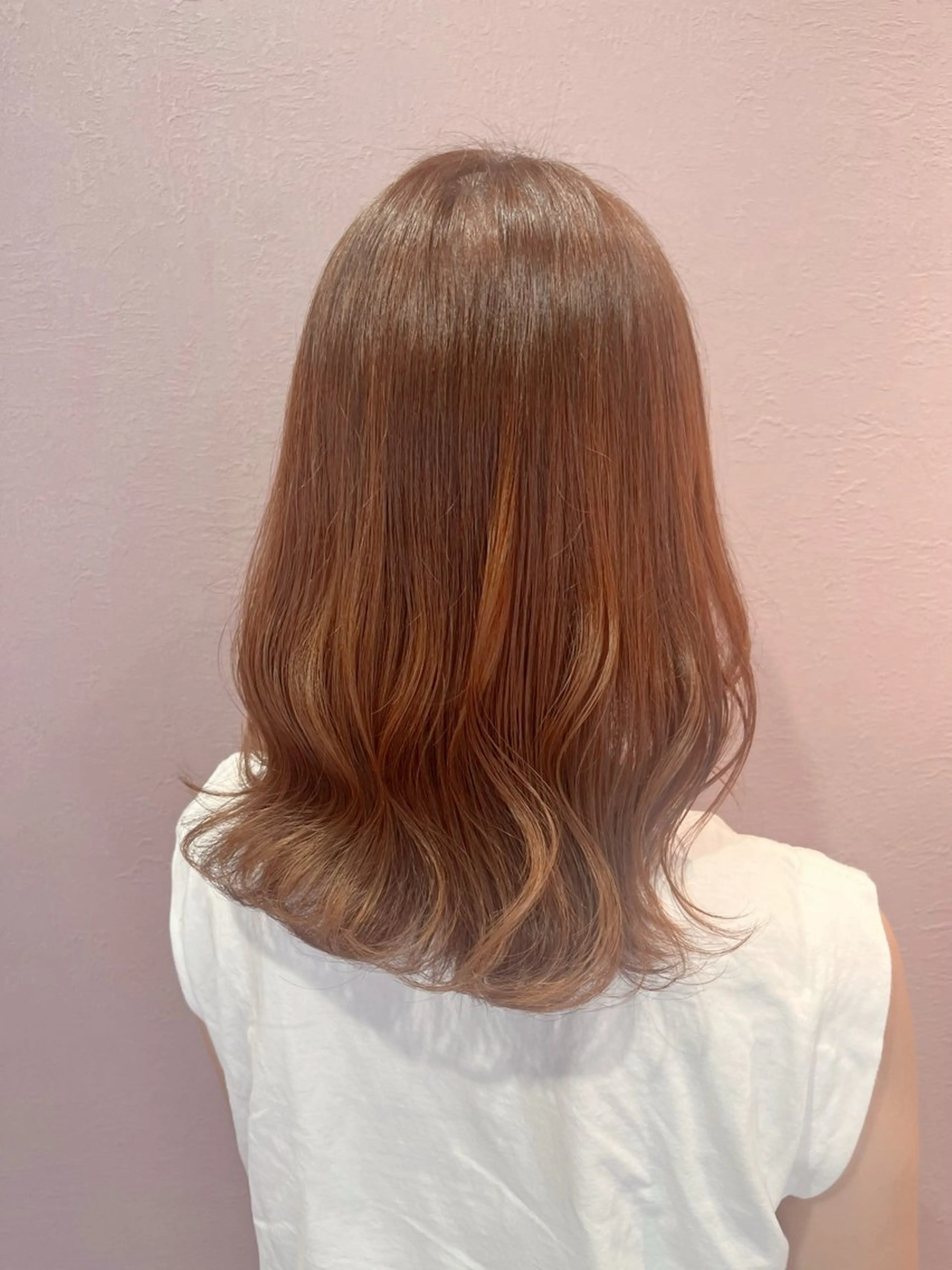 ミディアム カラー ブラウンカラー オレンジ オレンジブラウン belta.🧸👒 福島未央のヘアスタイル