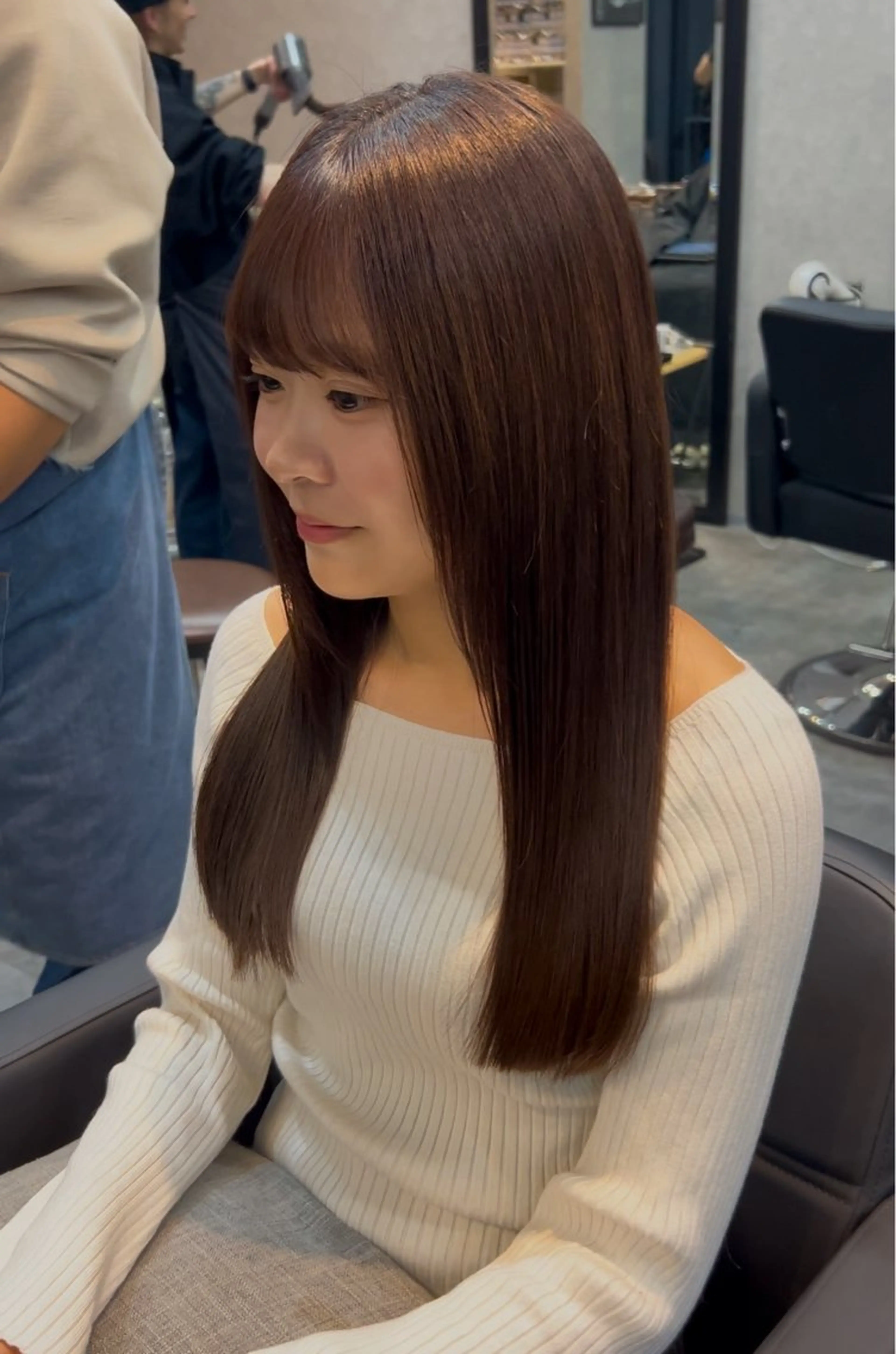 ロング カラー ブリーチ ブラウンカラー ココアブラウン ブリーチなしカラー ヘアカラー トリートメント miharu‪‪/ ハイトーン/複雑履歴のヘアスタイル