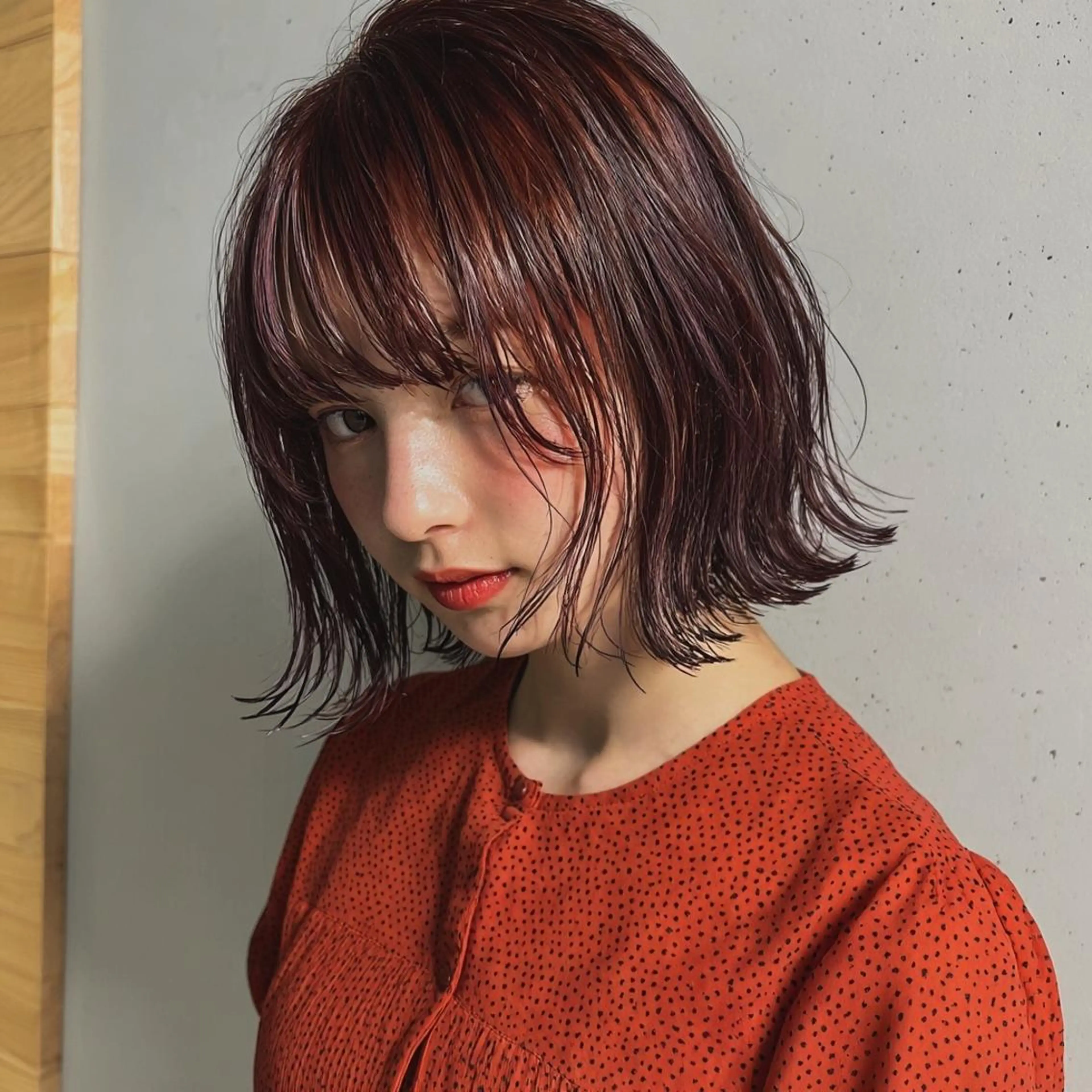 ミディアム 韓国レイヤーカット✨ 縮毛矯正　原田 優作のヘアスタイル