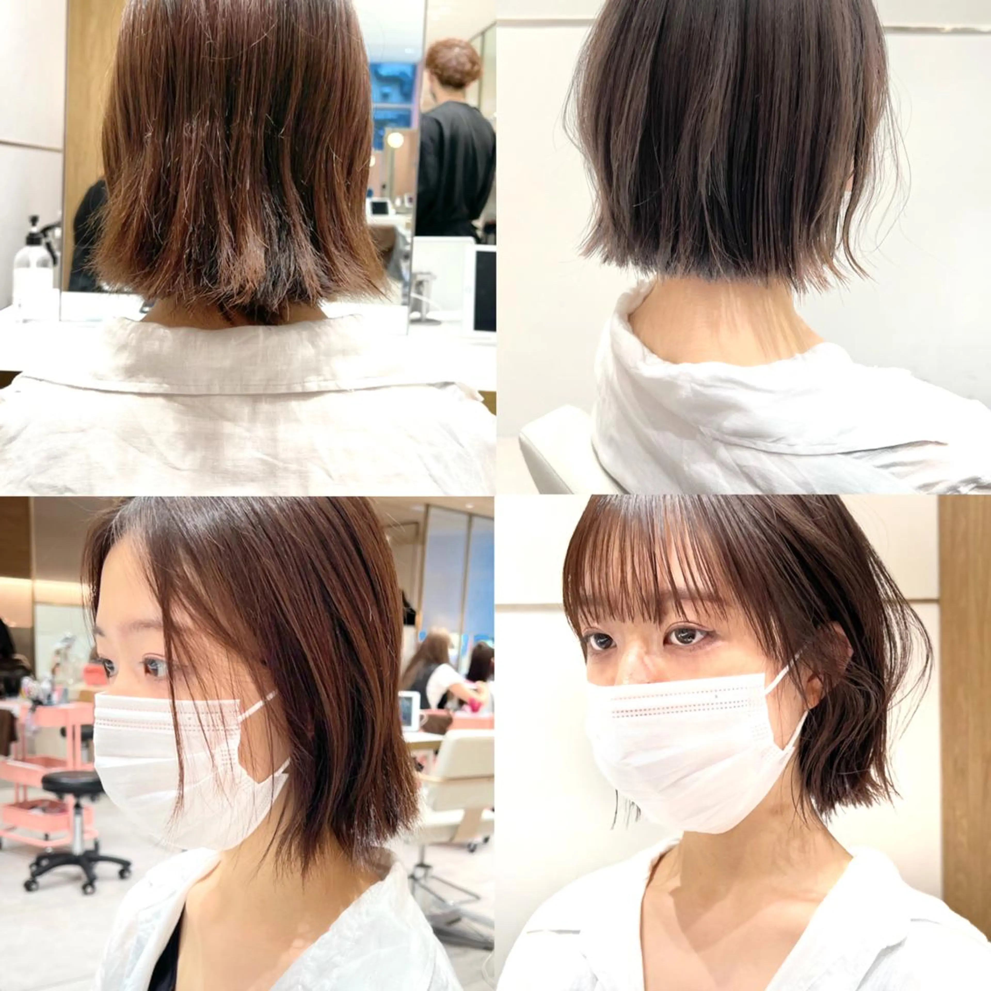 ショート カラー ベージュカラー 透明感カラー グレージュ ボブ カット ヘアカラー トリートメント レイヤー専門家 ダブルカラー修のヘアスタイル