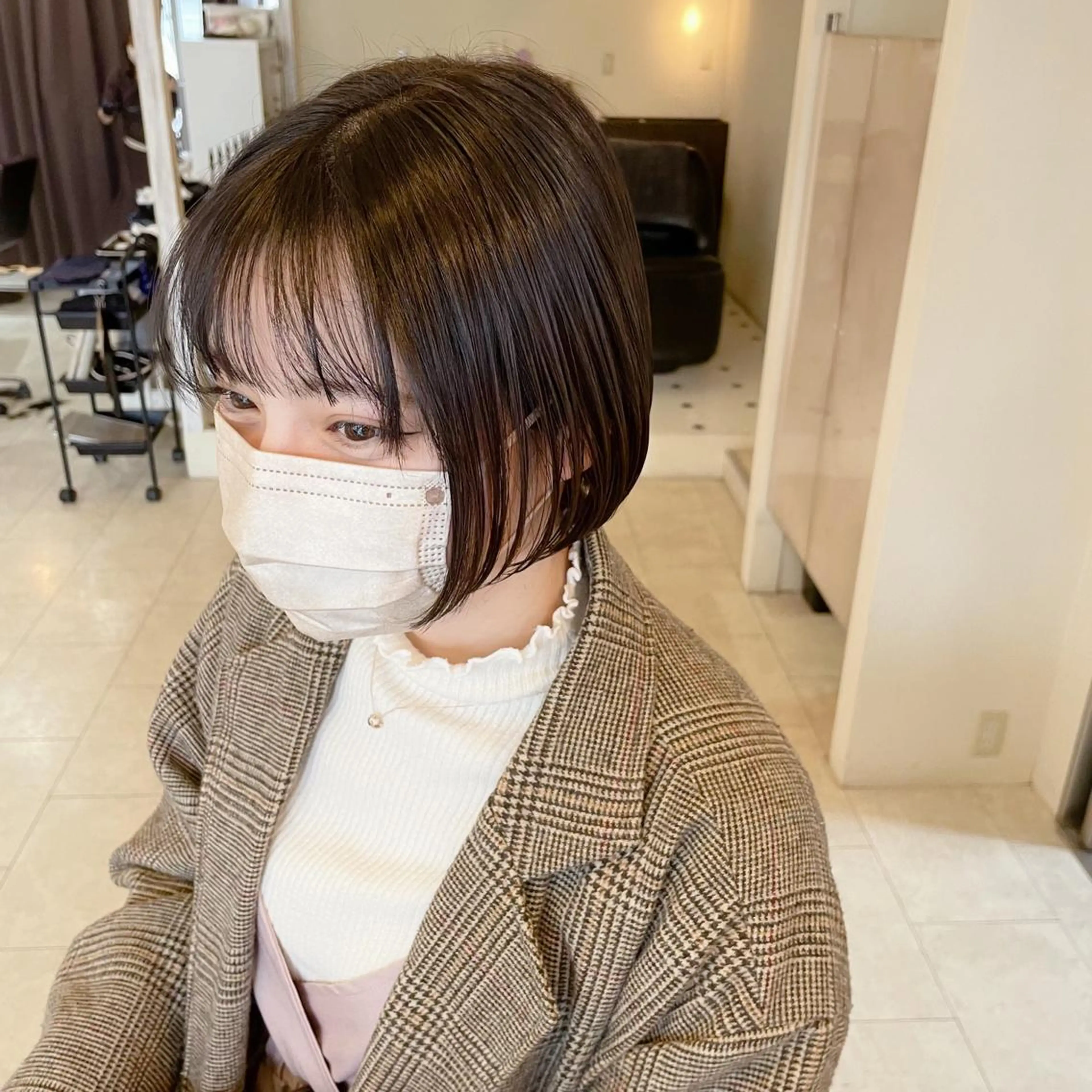 ショート カラー ベージュカラー ヘアカラー トリートメント ボブウルフ／ボブ Satsuki【名駅のヘアスタイル