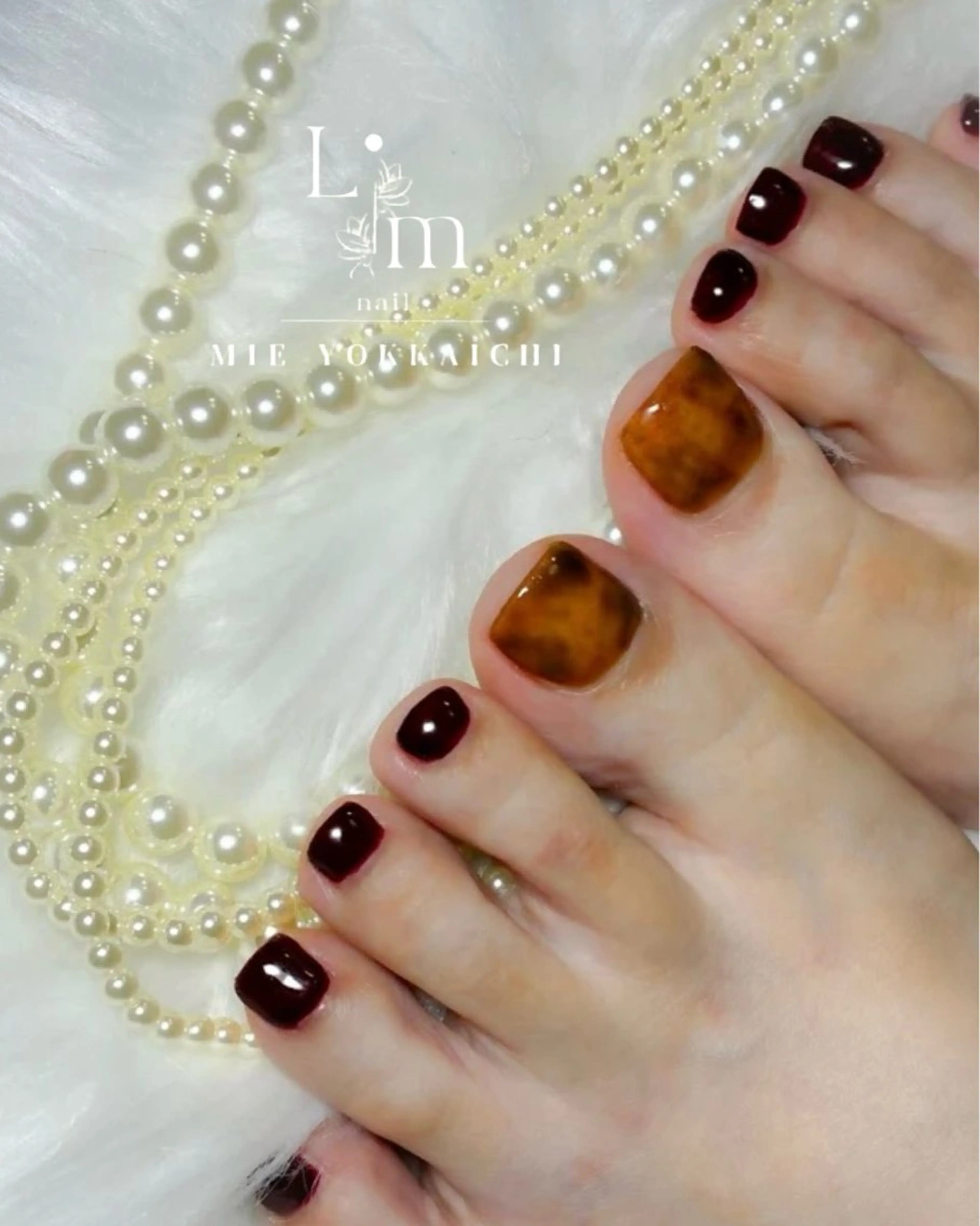 ネイル べっ甲ネイル フットネイル Li.m nail リム ネイルのネイルデザイン