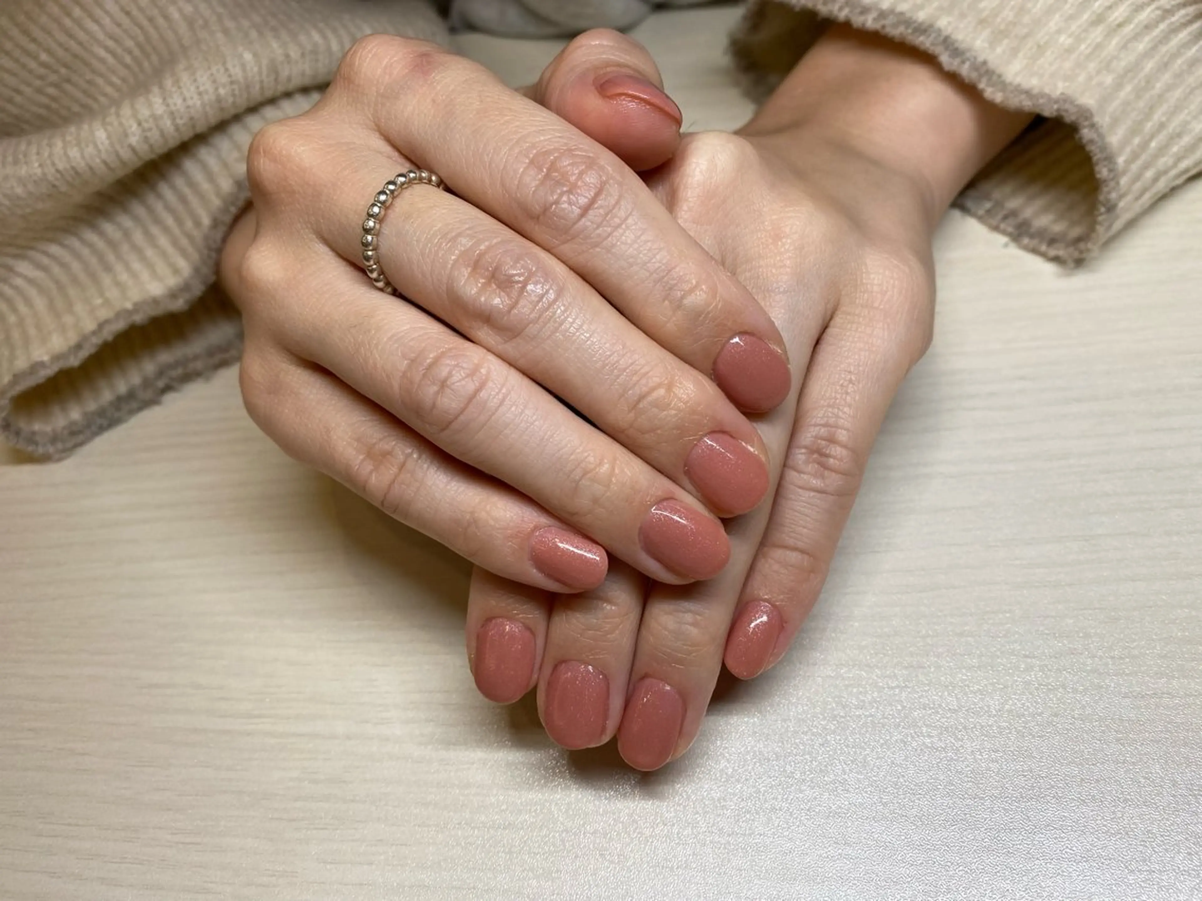 ネイル ラメ(グリッター) ワンカラーネイル ピンク 齋藤 優花のネイルデザイン