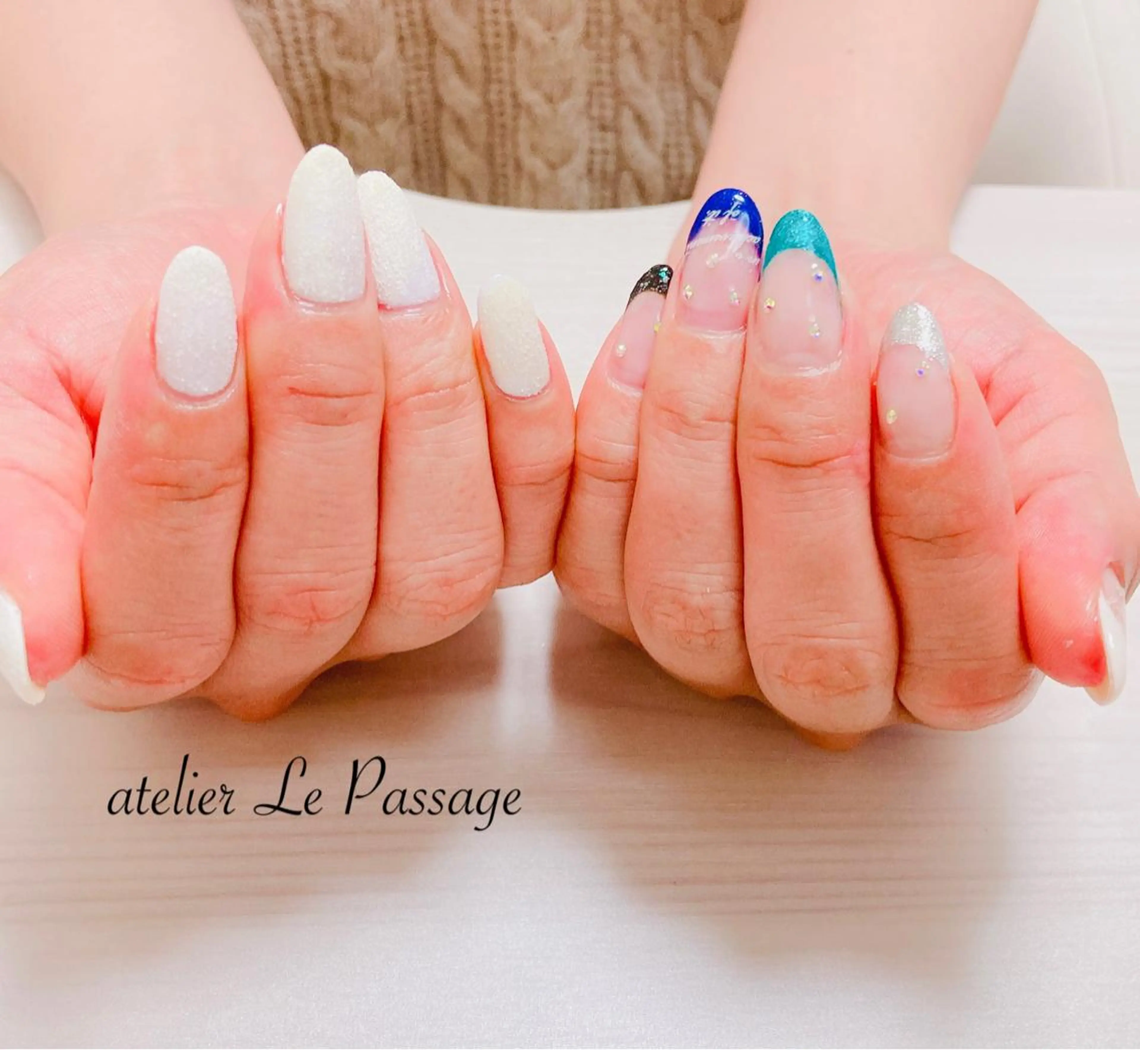 ネイル フレンチネイル ジェルネイル キラキラネイル 大理石ネイル(マーブル) ニュアンスネイル Atelier Le Passage所属・h nakatsukaのネイルデザイン