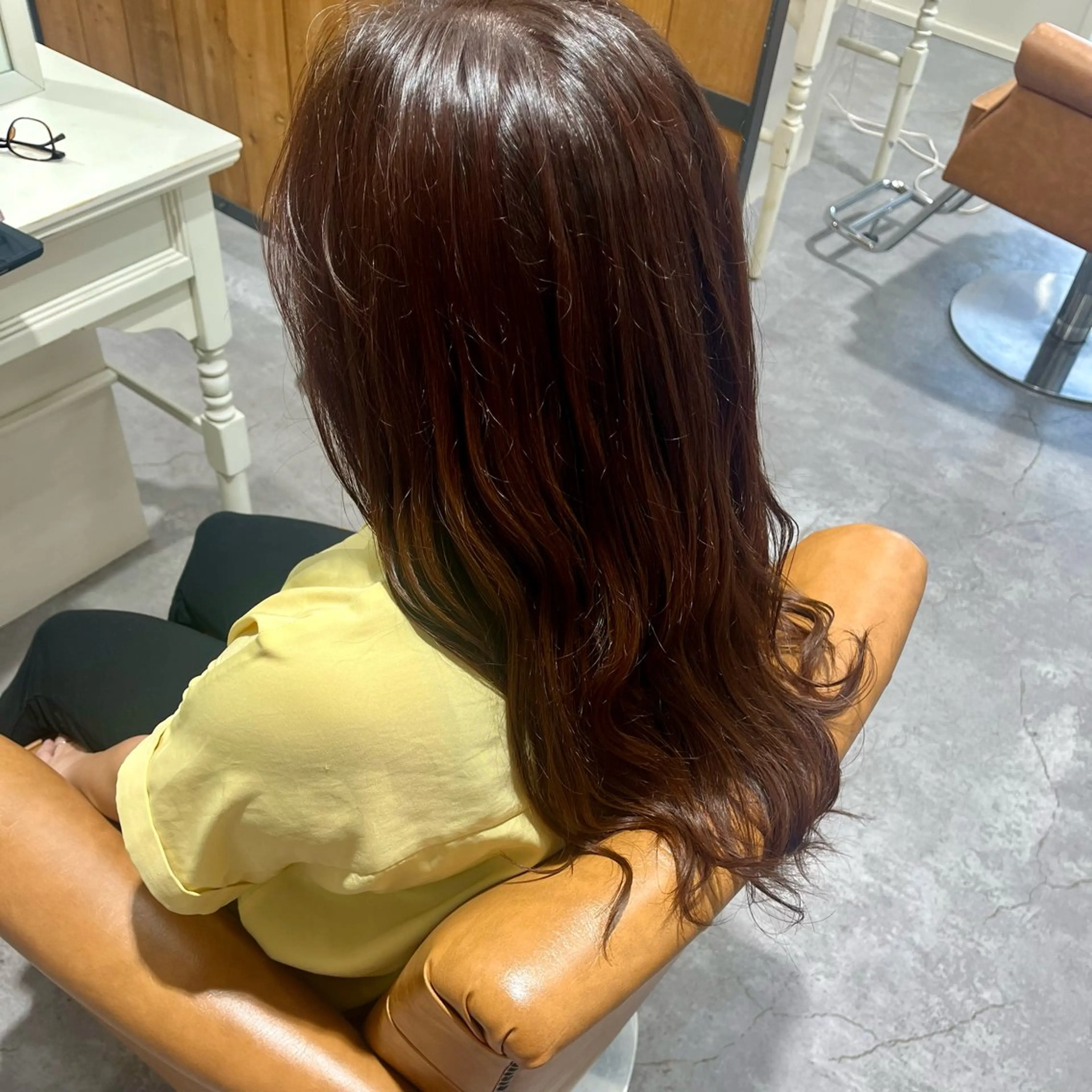 ロング カラー ブラウンカラー オレンジ オレンジブラウン 堀越 エリのヘアスタイル