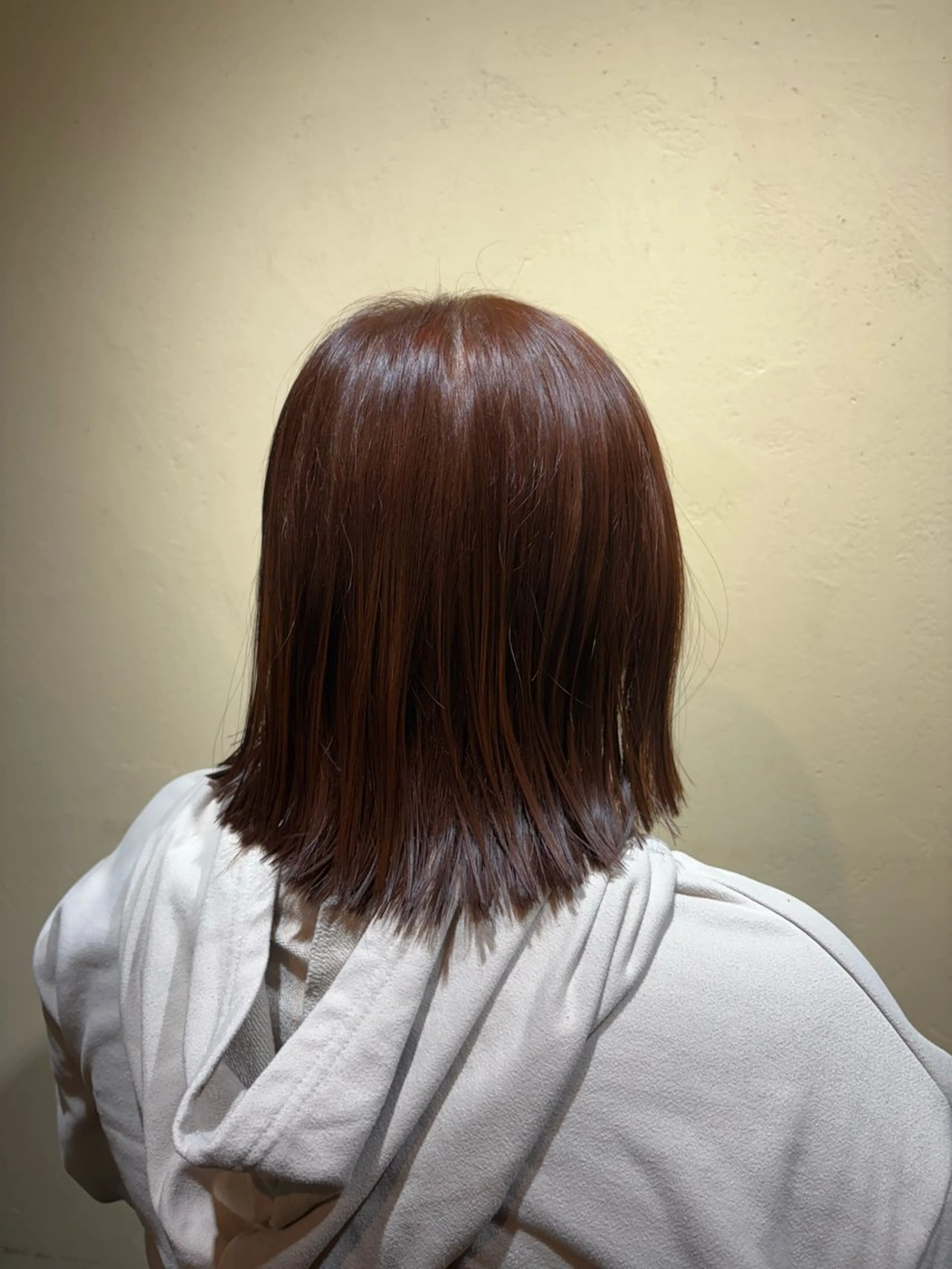 ミディアム カラー ブリーチ ブラウンカラー ブリーチなしカラー オレンジ オレンジブラウン ヘアカラー トリートメント LEAPS所属・saya （サヤ）のヘアスタイル