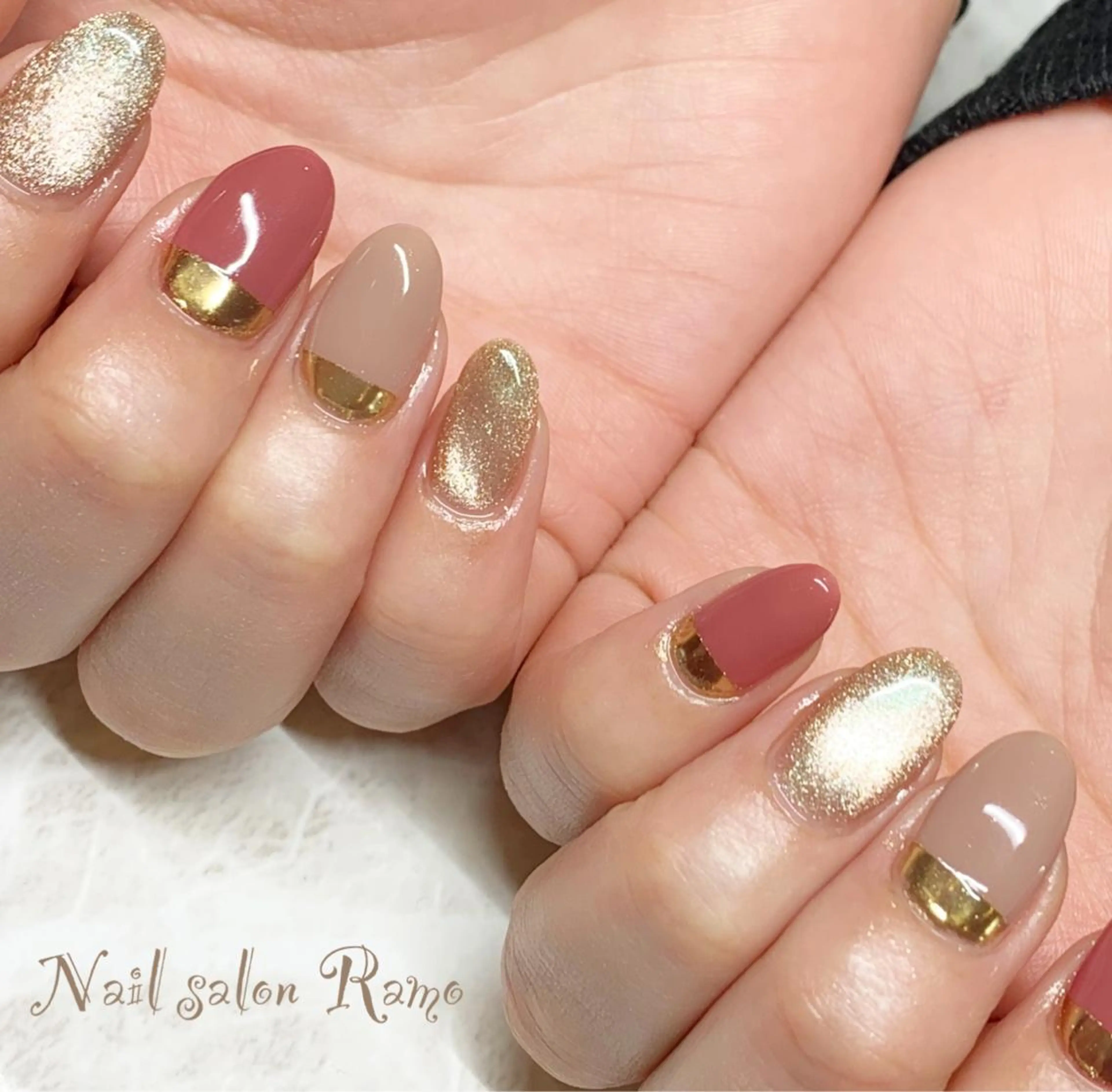 ネイル アートネイル ブルー フレンチネイル ジェルネイル マグネットネイル Nail salon Ramo所属・松田 祥子のネイルデザイン