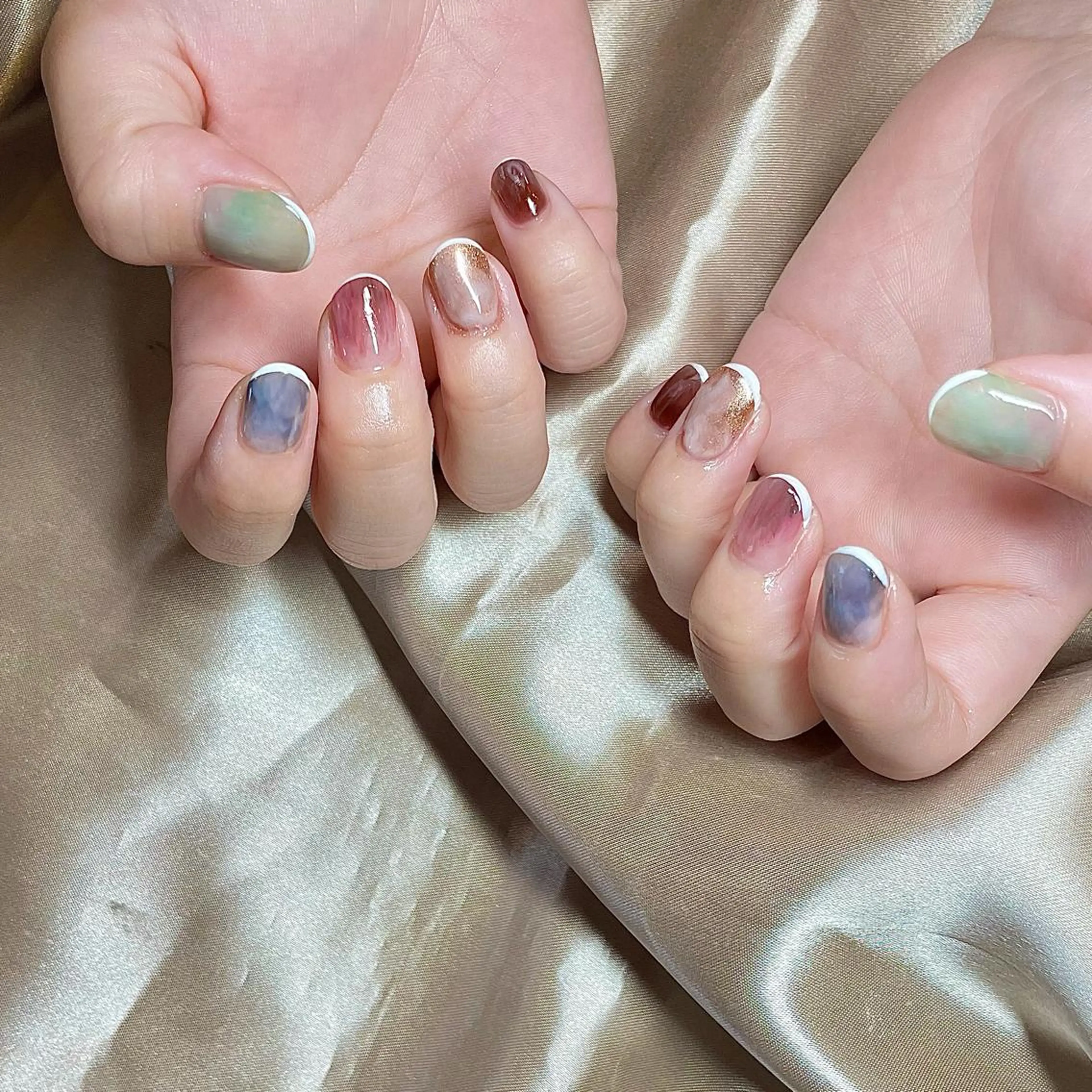 ショート カラー パーマ ヘアアレンジ メンズ キッズ ネイル マツエク・マツパ フレンチネイル ニュアンスネイル ニュアンスパーマ nail&eye Aoのマツエク・マツパデザイン