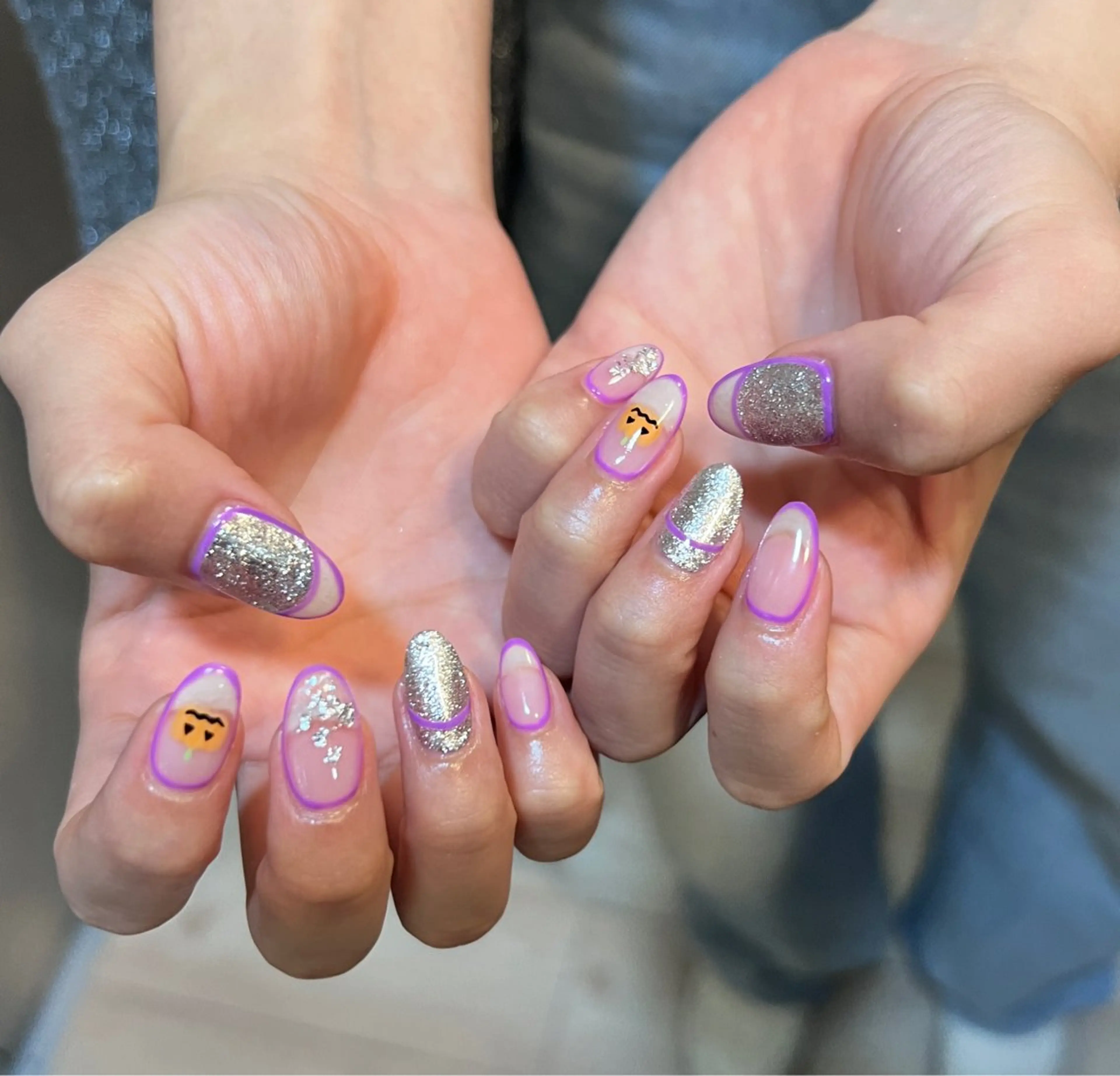 ネイル ハロウィン パープル いちじゅう あおいのネイルデザイン