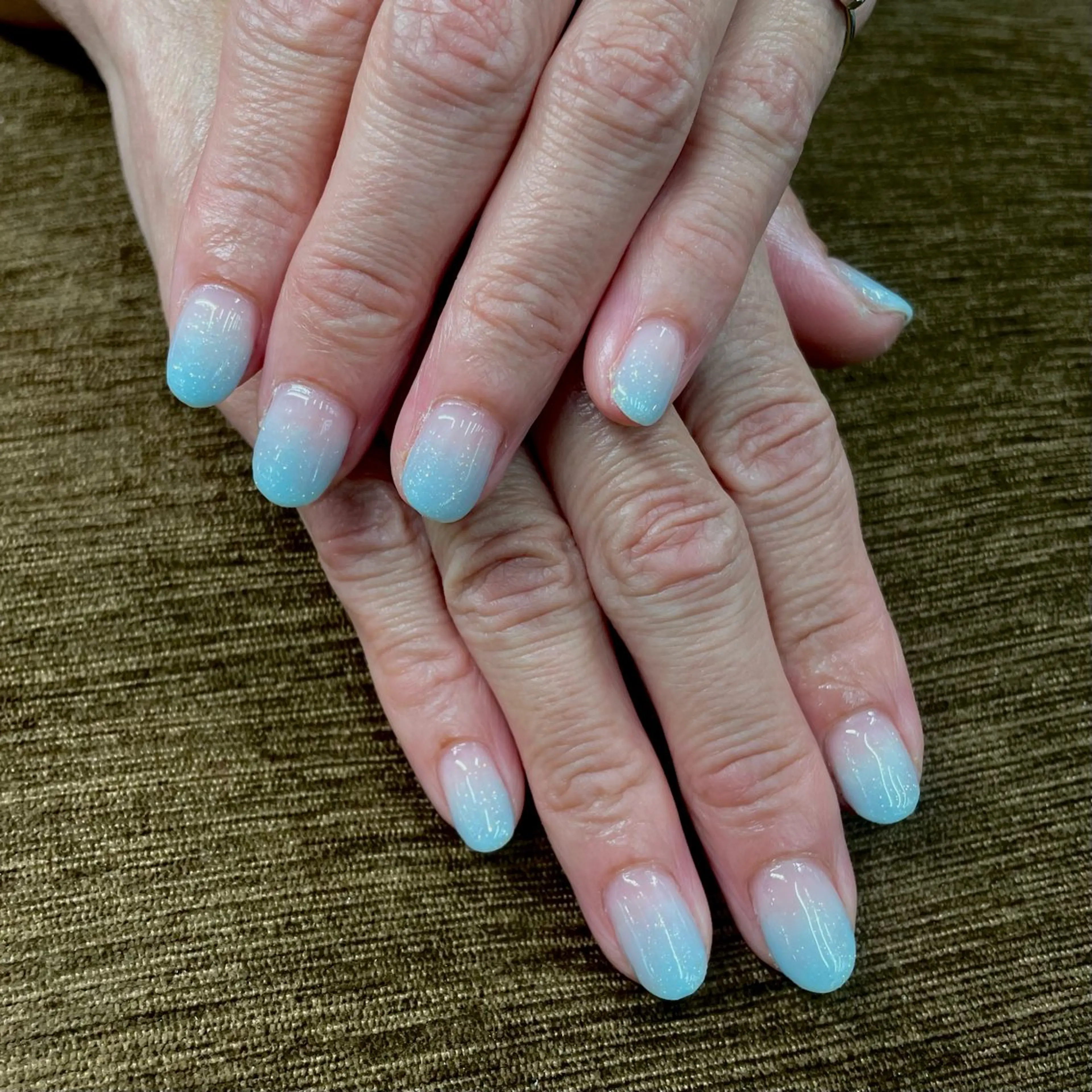 ネイル ブルー キラキラネイル ラメ(グリッター) オレンジ MAXKELLY EMIのネイルデザイン