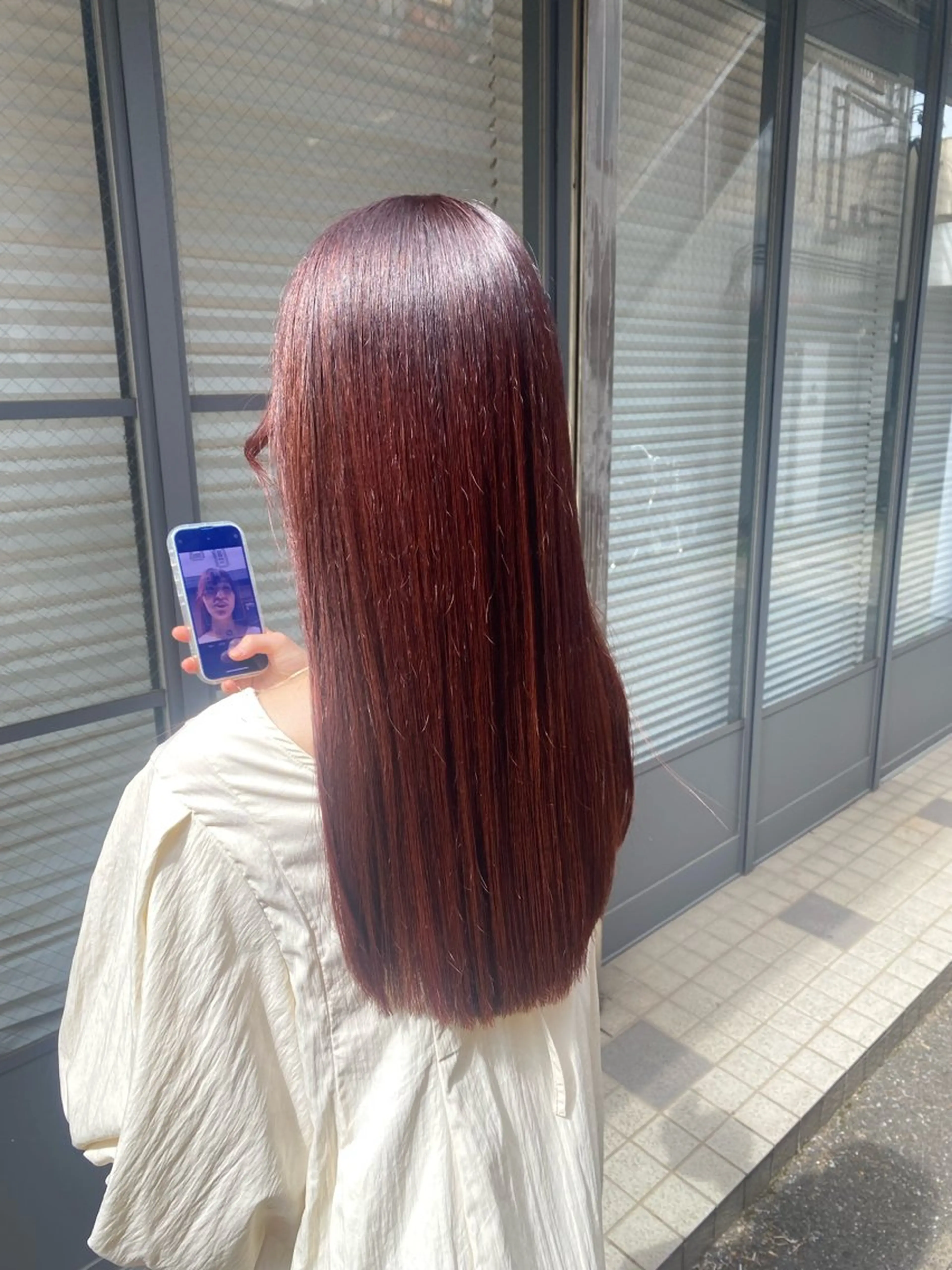 セミロング カラー レッドカラー カット ヘアカラー 🌟メンズ/ミニボブ Marin💟のヘアスタイル