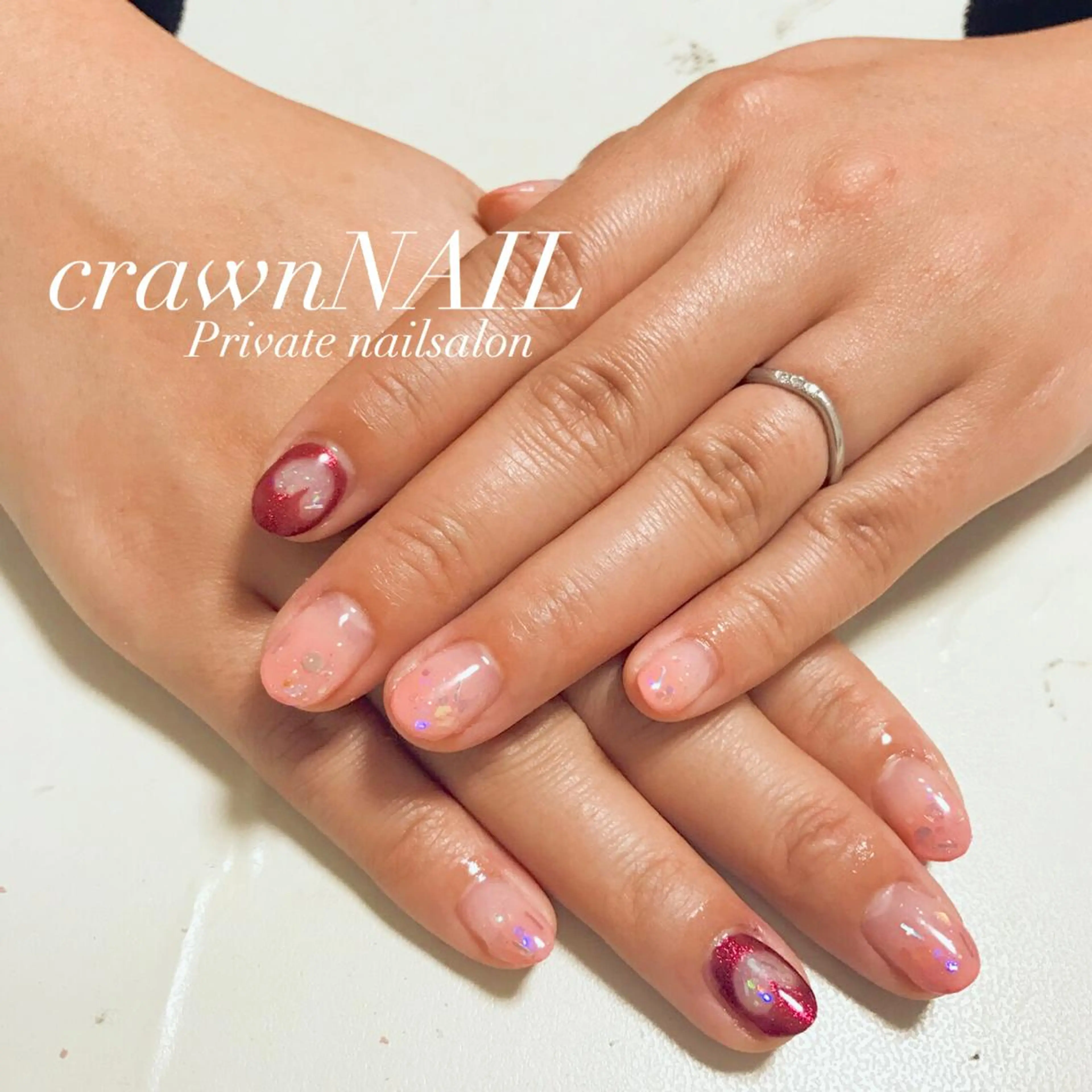 キッズ ネイル グラデーション ハート ensowa✱laf NAILのネイルデザイン