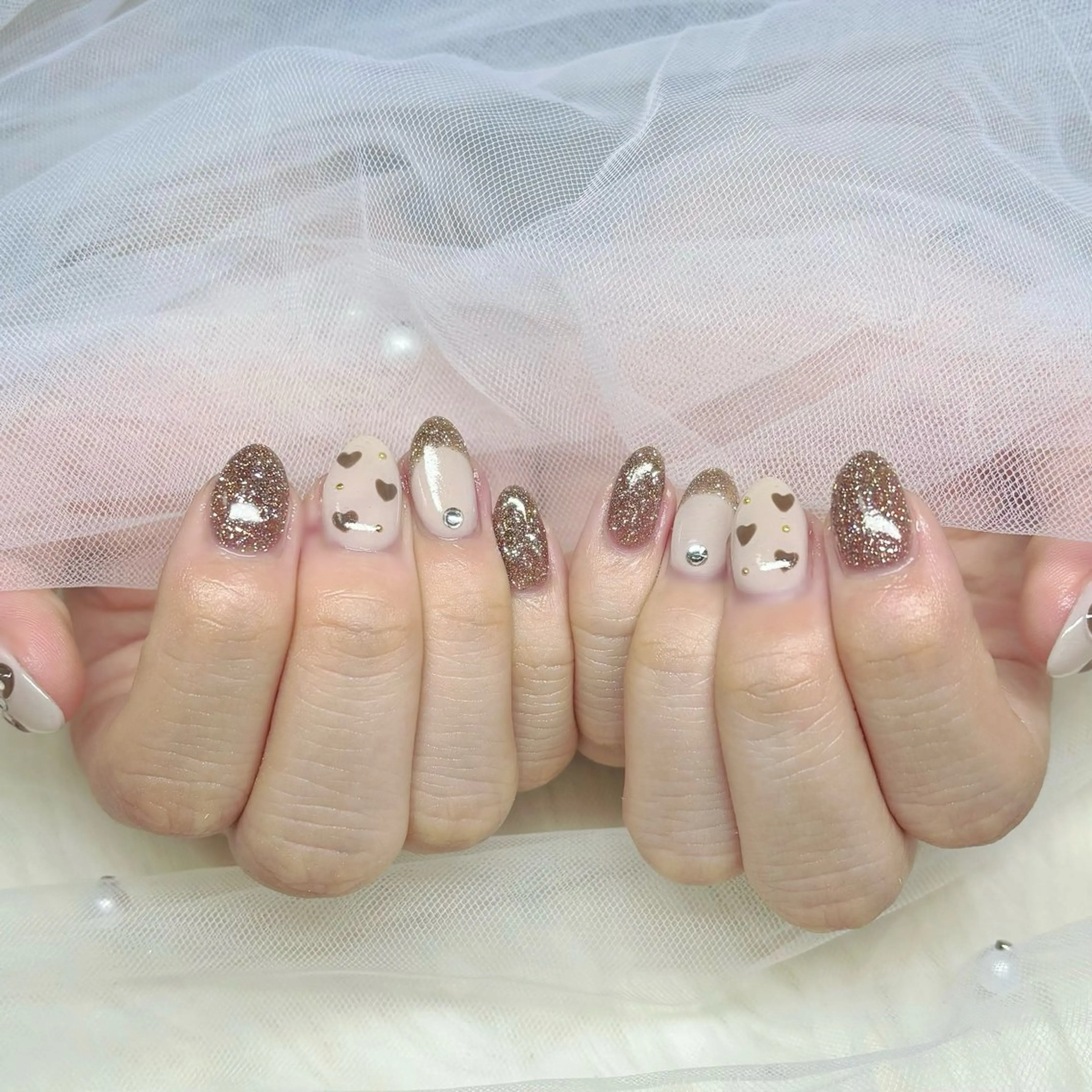 ネイル ブラウン ハンドネイル Yuna🩵 RE:N.Nailのネイルデザイン