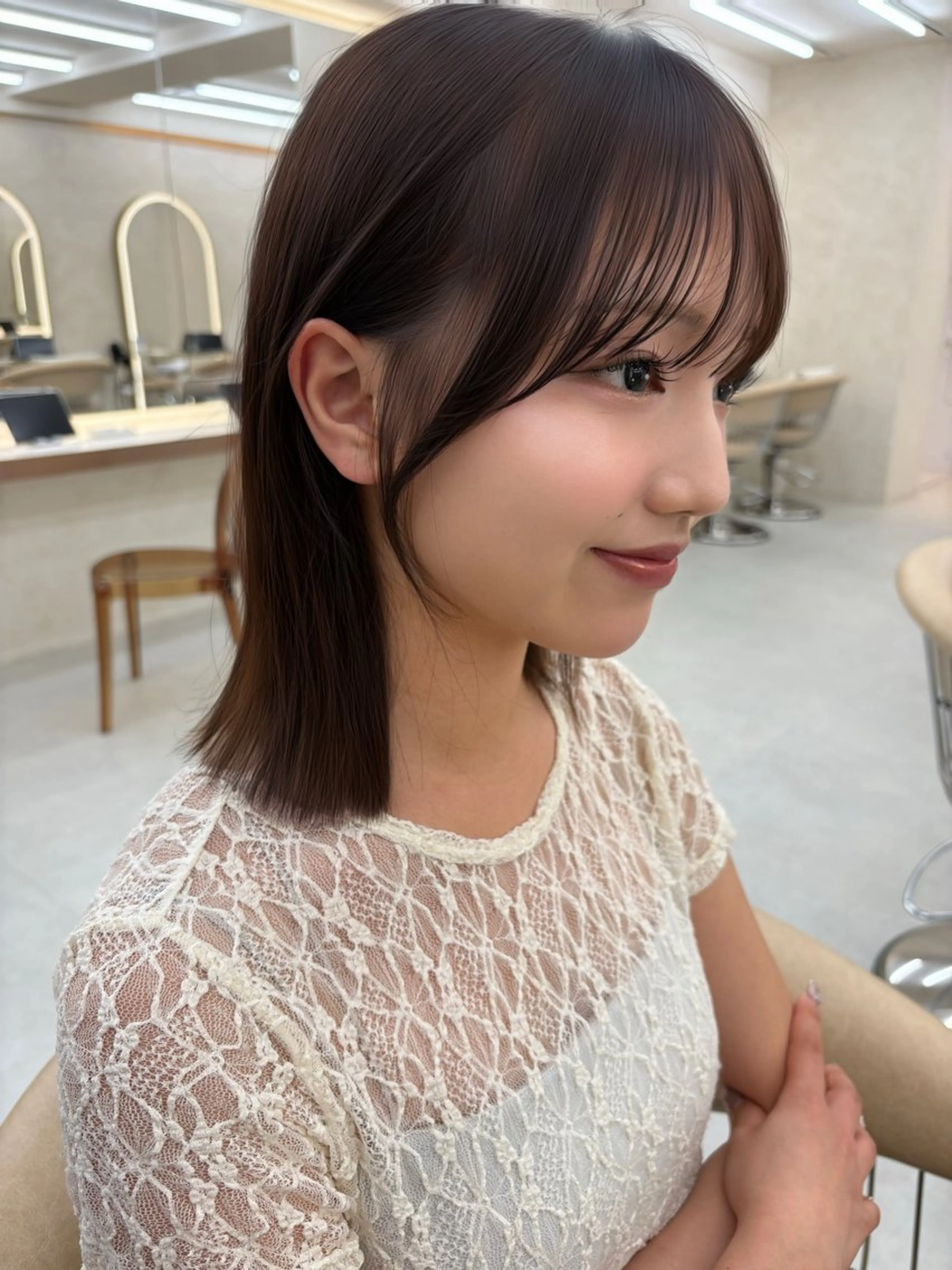 ミディアム カラー ボブ特化型美容師/赤 み消しカラー/ももかのヘアスタイル