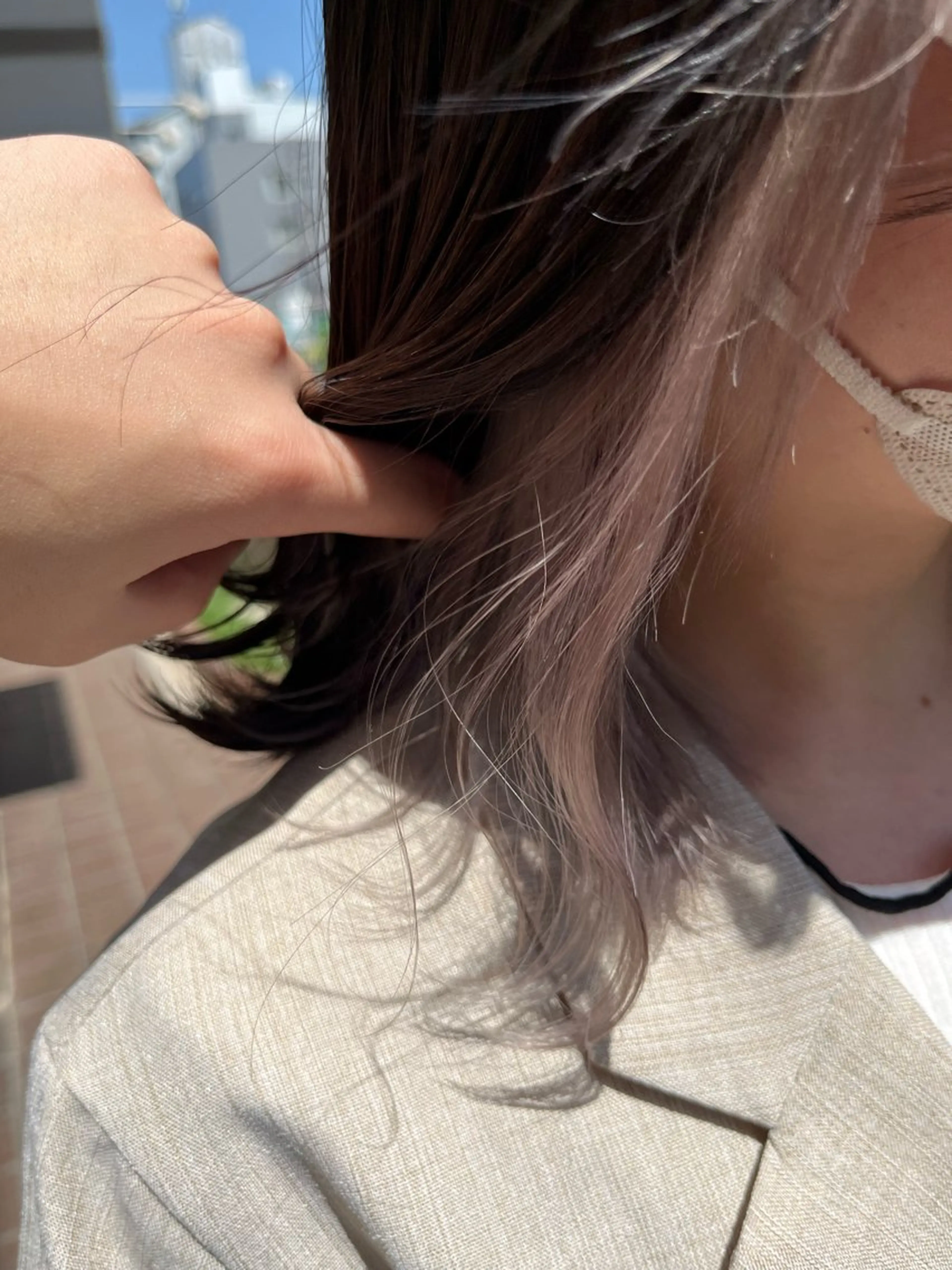 ミディアム カラー ブリーチ ヘアカラー トリートメント 艶髪ブリーチ/レイヤ ー/竹本幸希のヘアスタイル