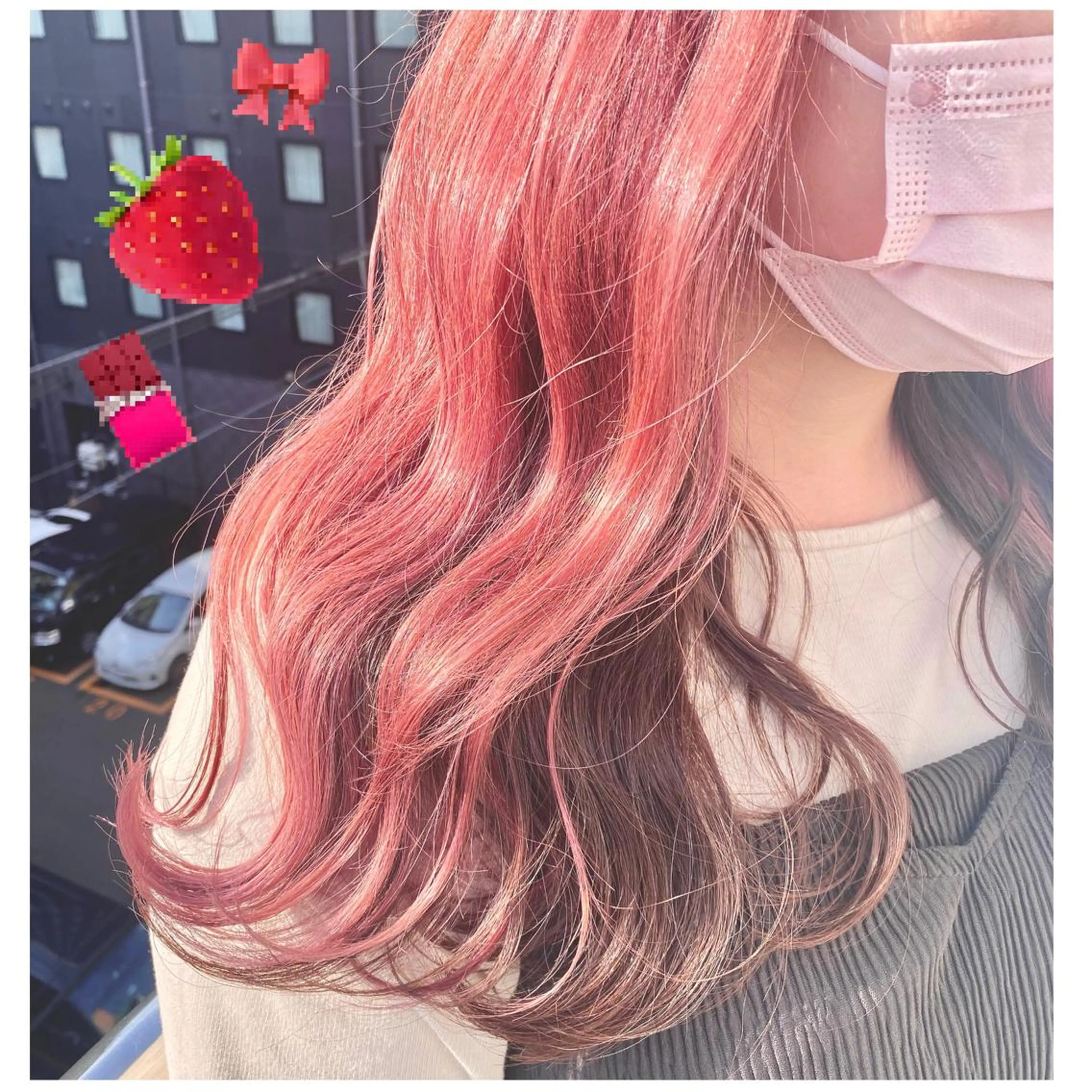 セミロング カラー ブラウンカラー ピンクカラー GARU-ガル-所属・TSUNO🦖 派手髪/オタク美容師のヘアスタイル