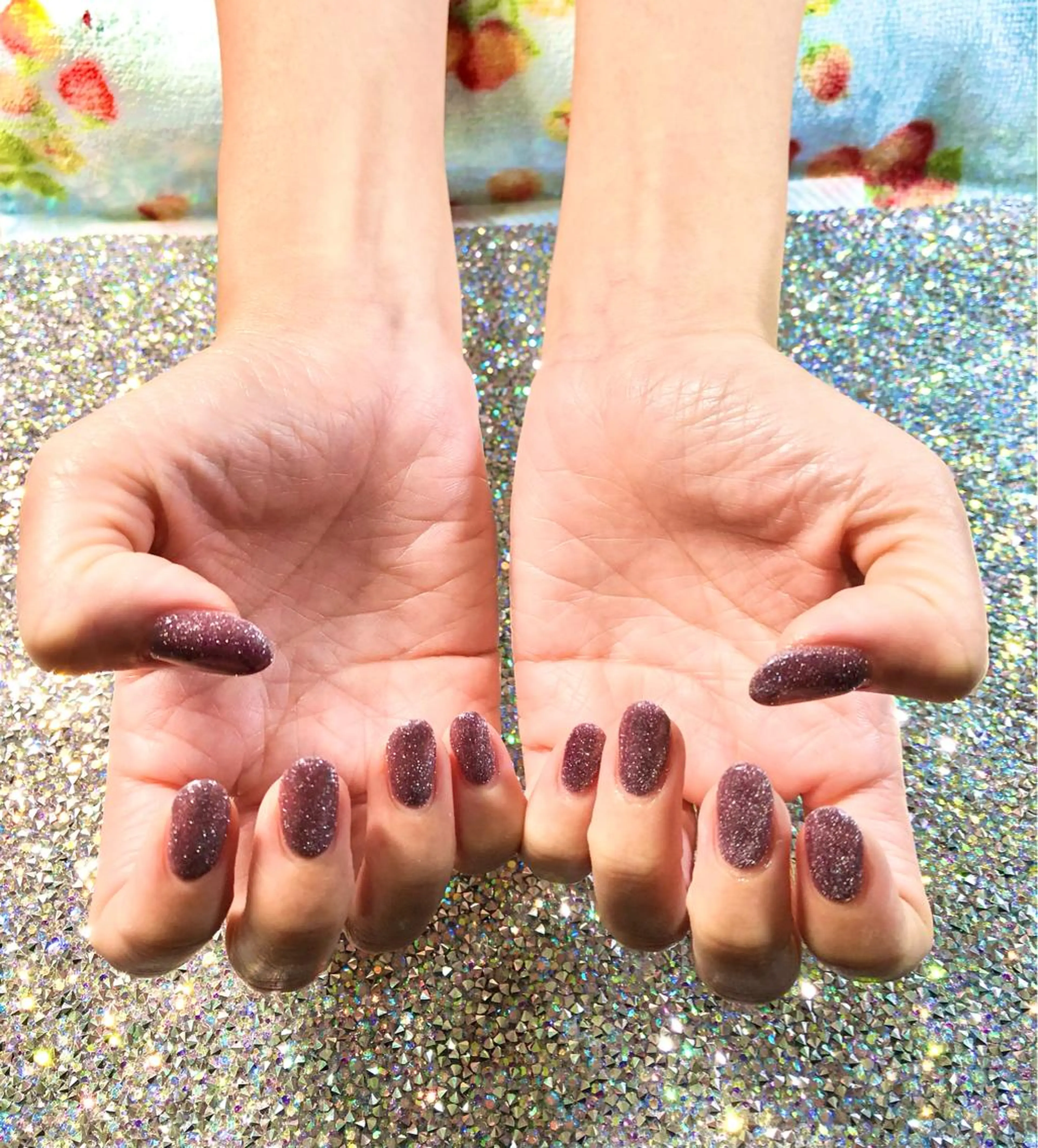 ネイル フラッシュネイル キラキラネイル マグネットネイル ピンク パープル ハンドネイル Tairacchi ﾀｲﾗｯﾁのエステ・リラクイメージ