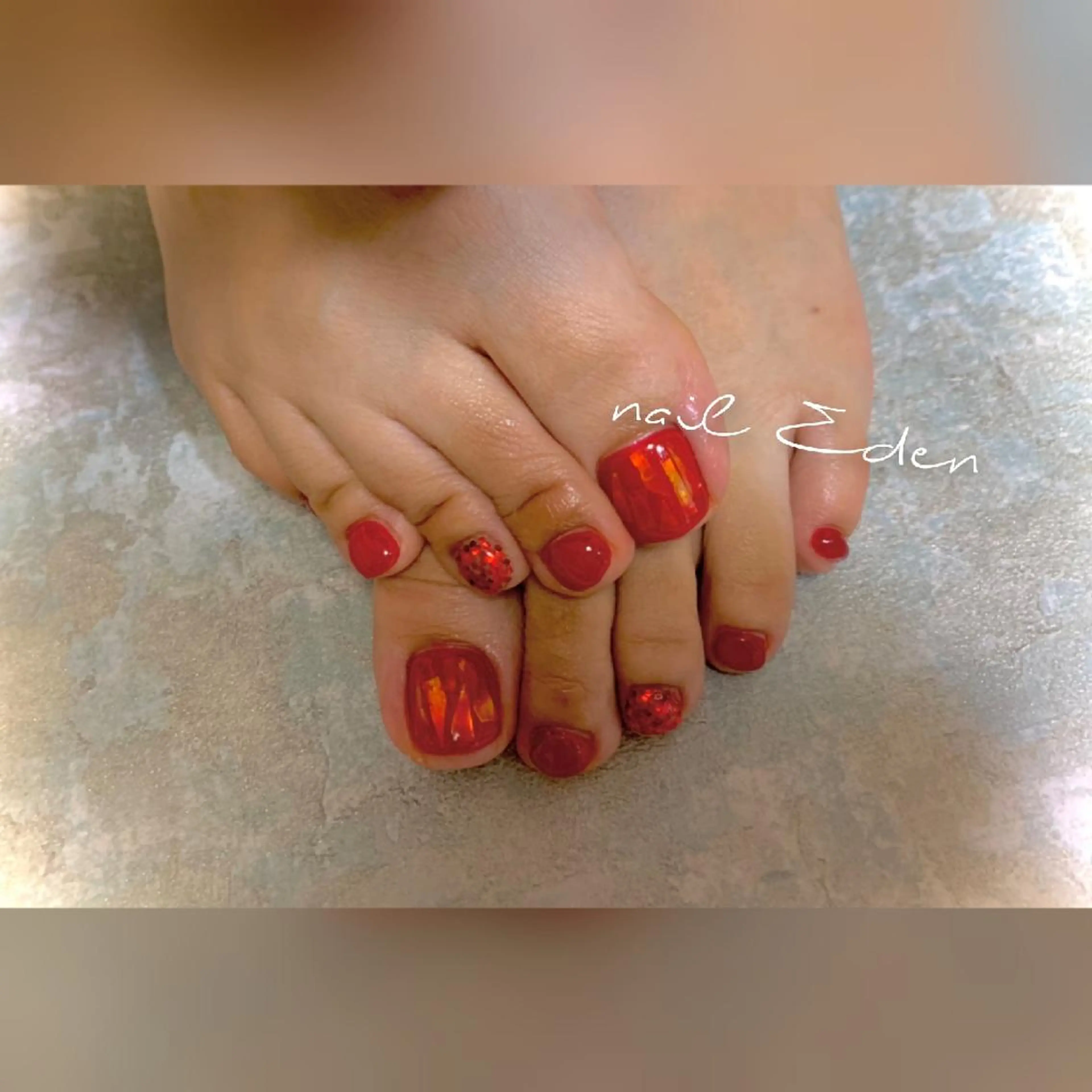 ネイル アートネイル ラメ(グリッター) 持ち込み フットネイル Eden　private nail saron所属・Eden ♾️のネイルデザイン