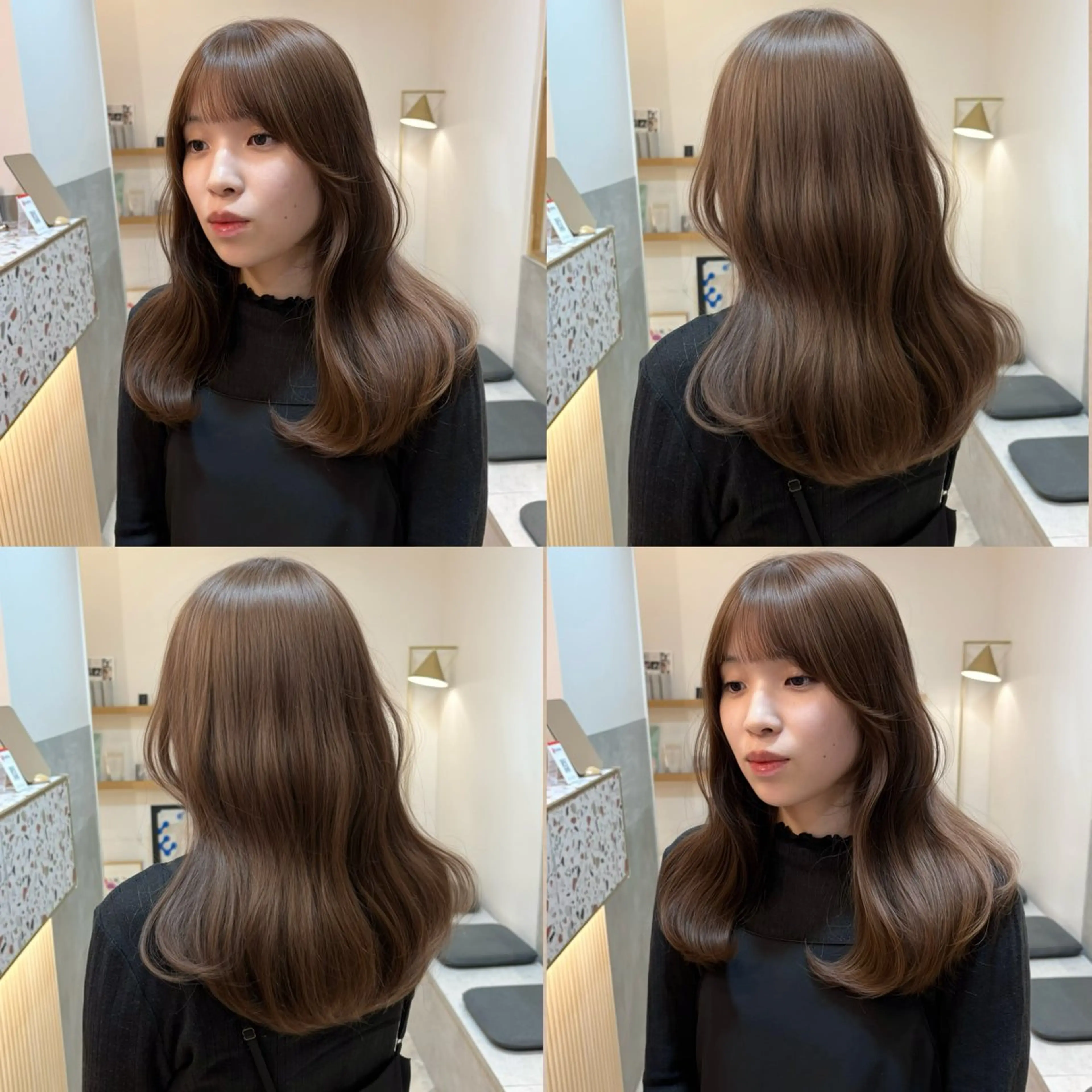 ミディアム カット ヘアカラー トリートメント 似合わせ/透明感 /レイヤー/りほ🤍のヘアスタイル