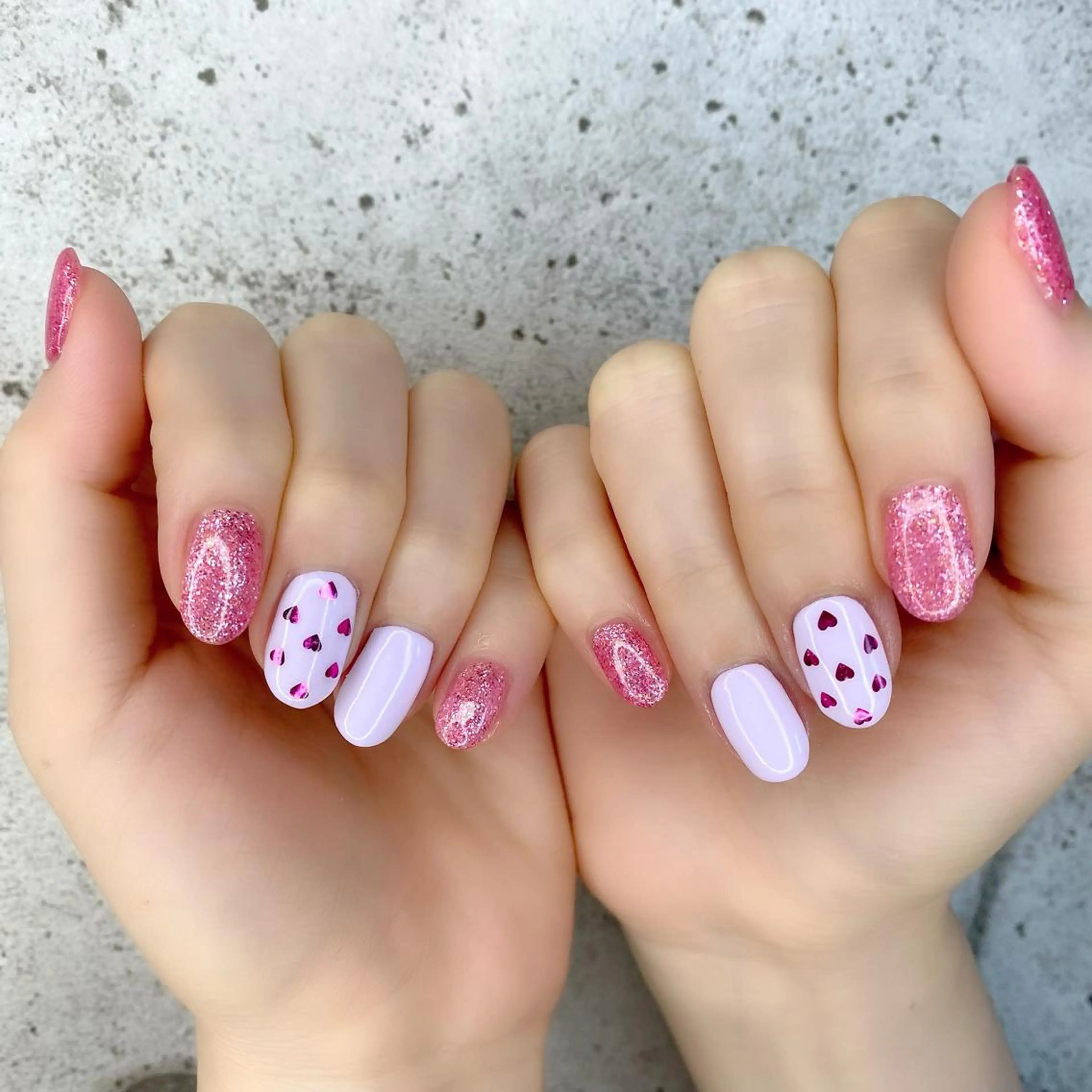 ネイル ハート キラキラネイル ワンカラーネイル Salon Ｋのネイルデザイン