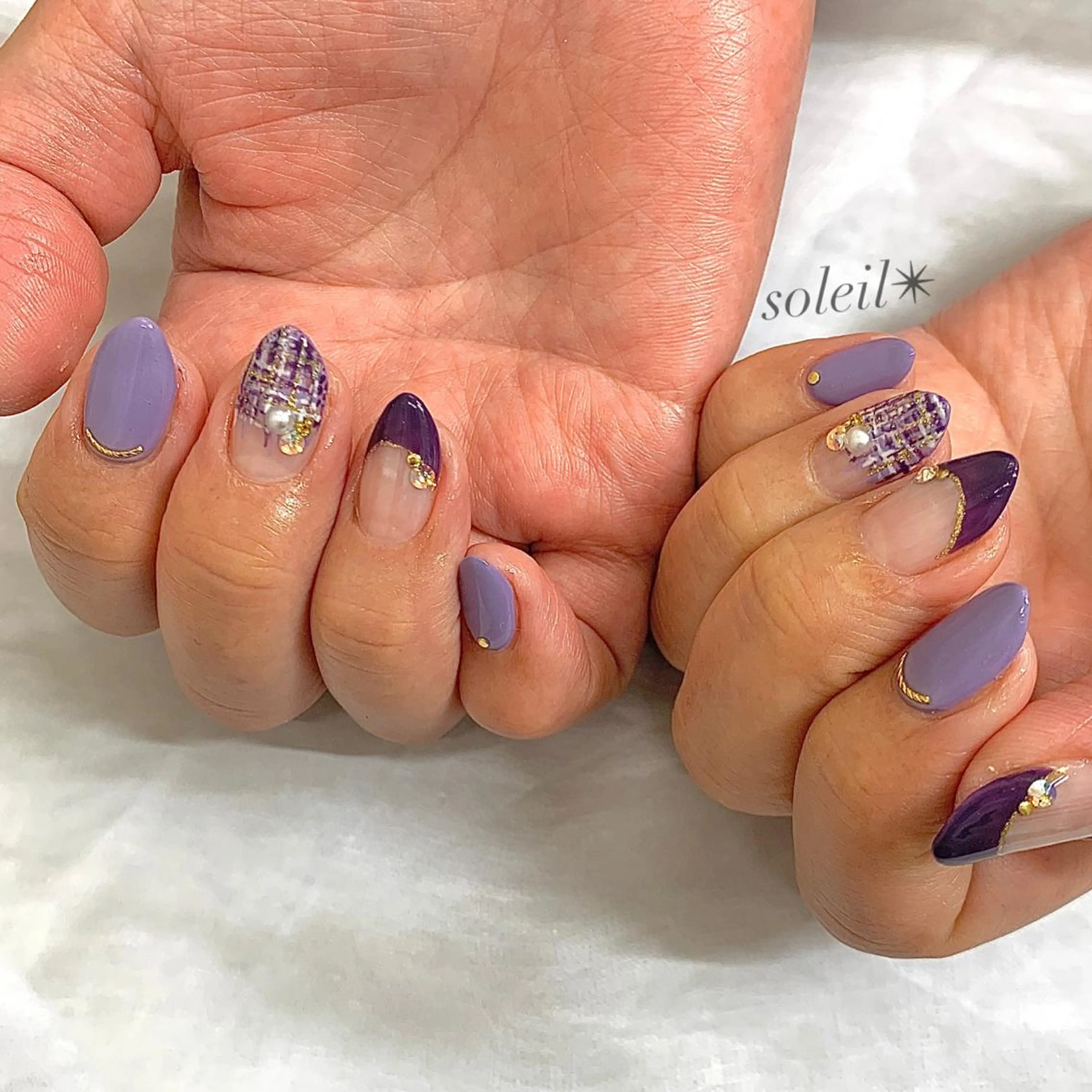 ネイル ツイードネイル 冬ネイル 粟津 美紀のネイルデザイン