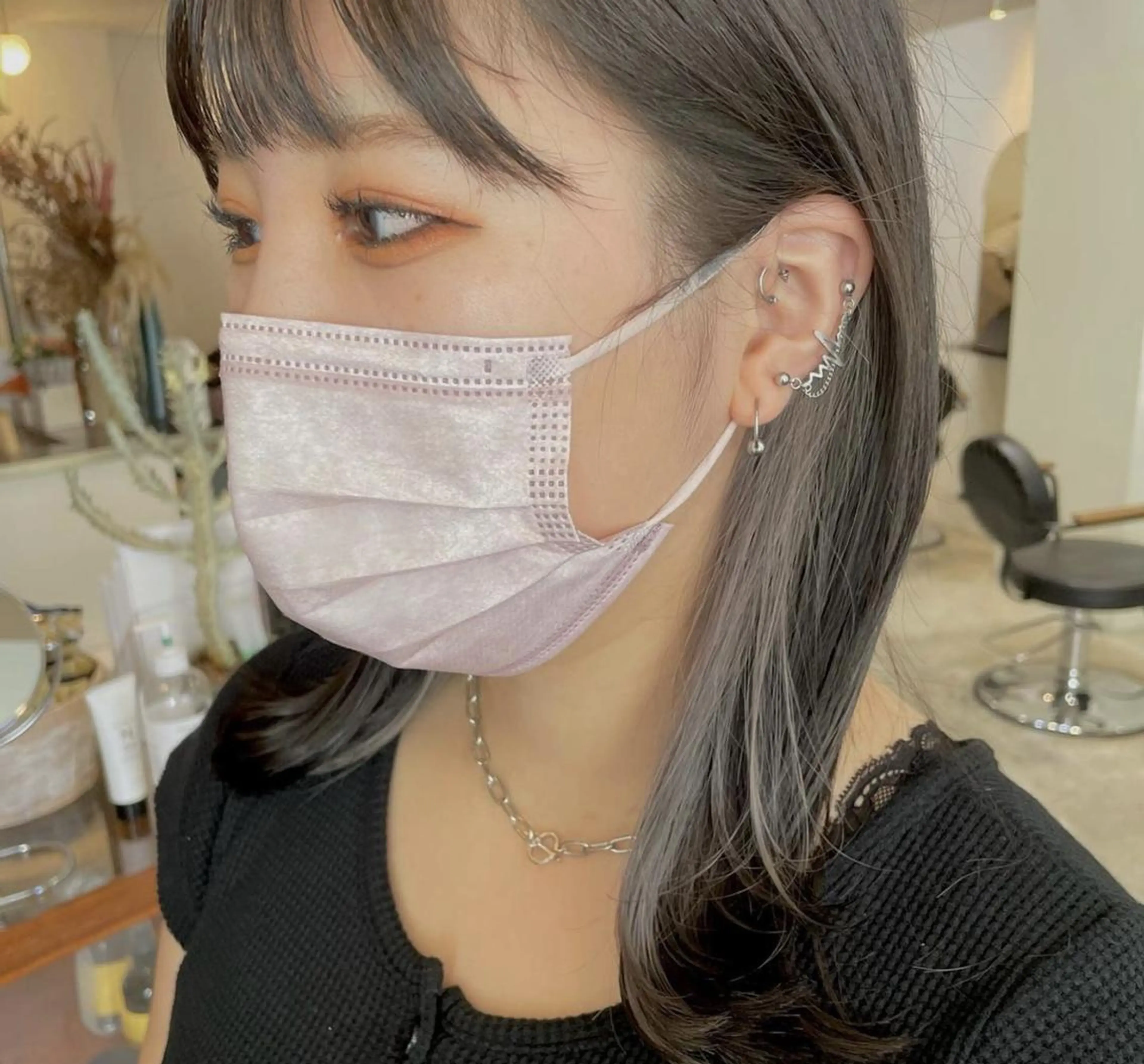 ミディアム カラー パーマ ミディアムパーマ バレイヤージュ ダブルカラー グラデーションカラー ハイライトカラー CEINE PATHのヘアスタイル