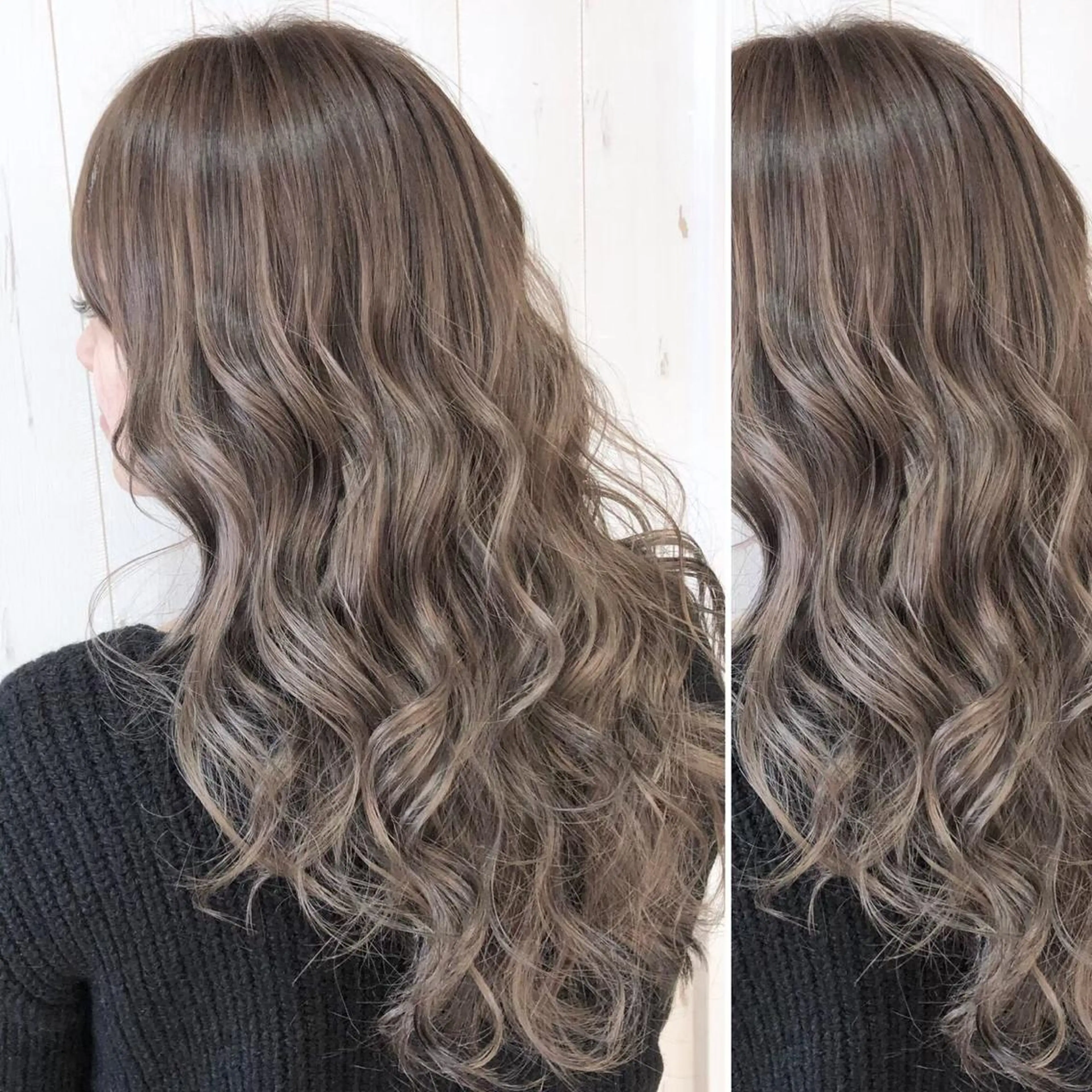 ミディアム カラー JuNブリーチに 縮毛矯正するプロのヘアスタイル