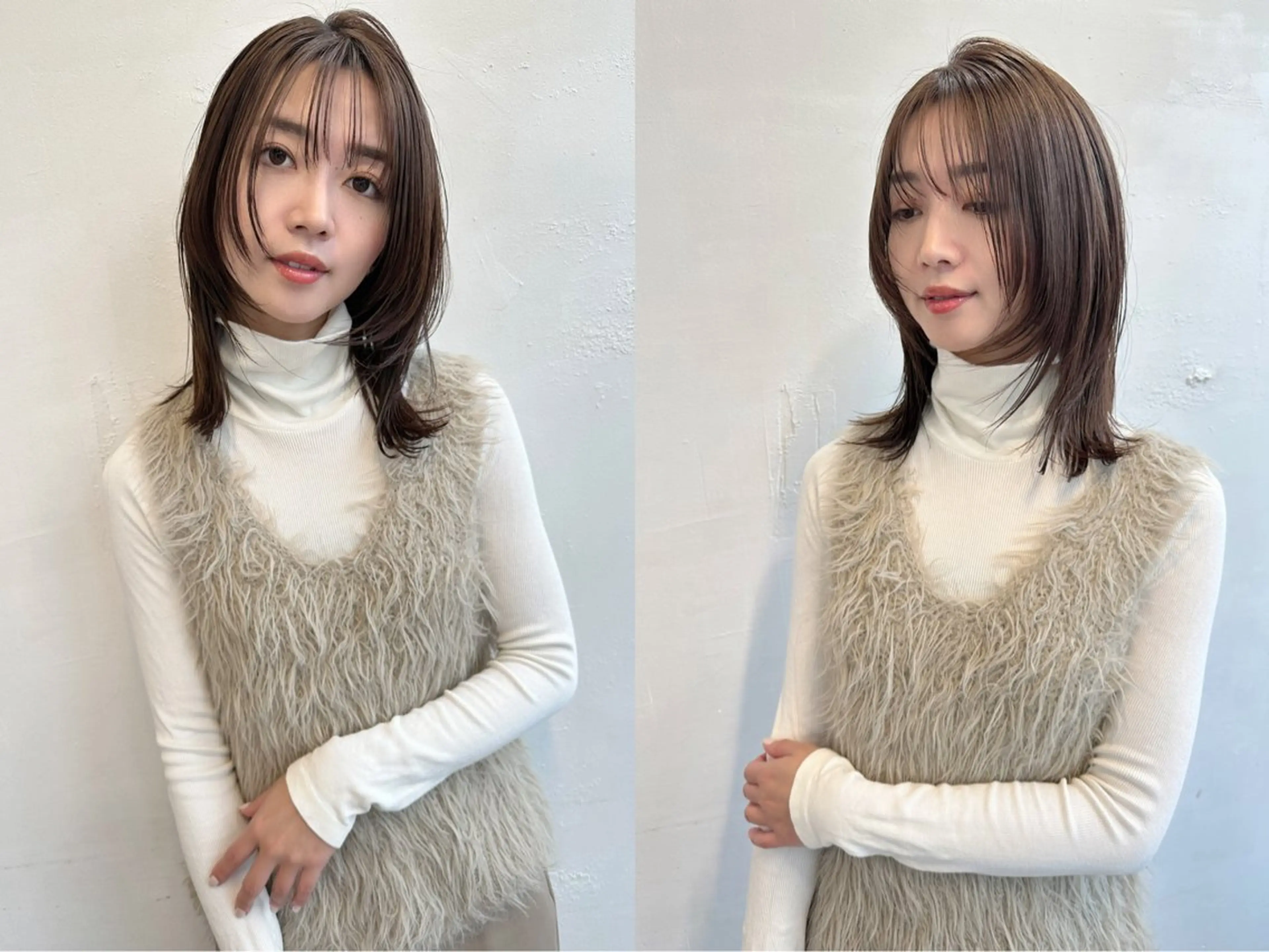 ミディアム くびれヘア レイヤーカット 鎌倉 彩のヘアスタイル