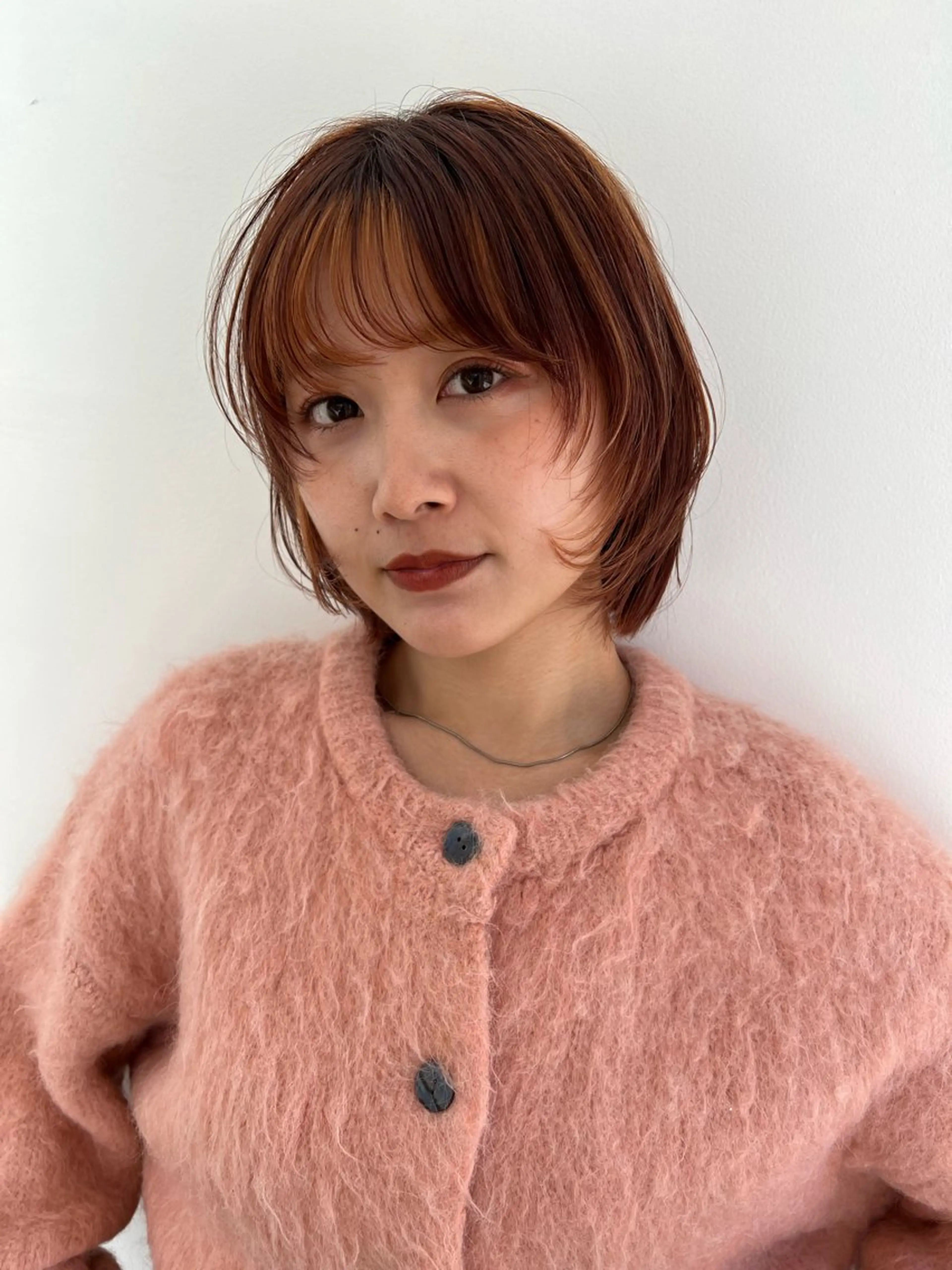 ショート カラー ボブ/巻ける縮毛矯正 /韓国レイヤーはなのヘアスタイル