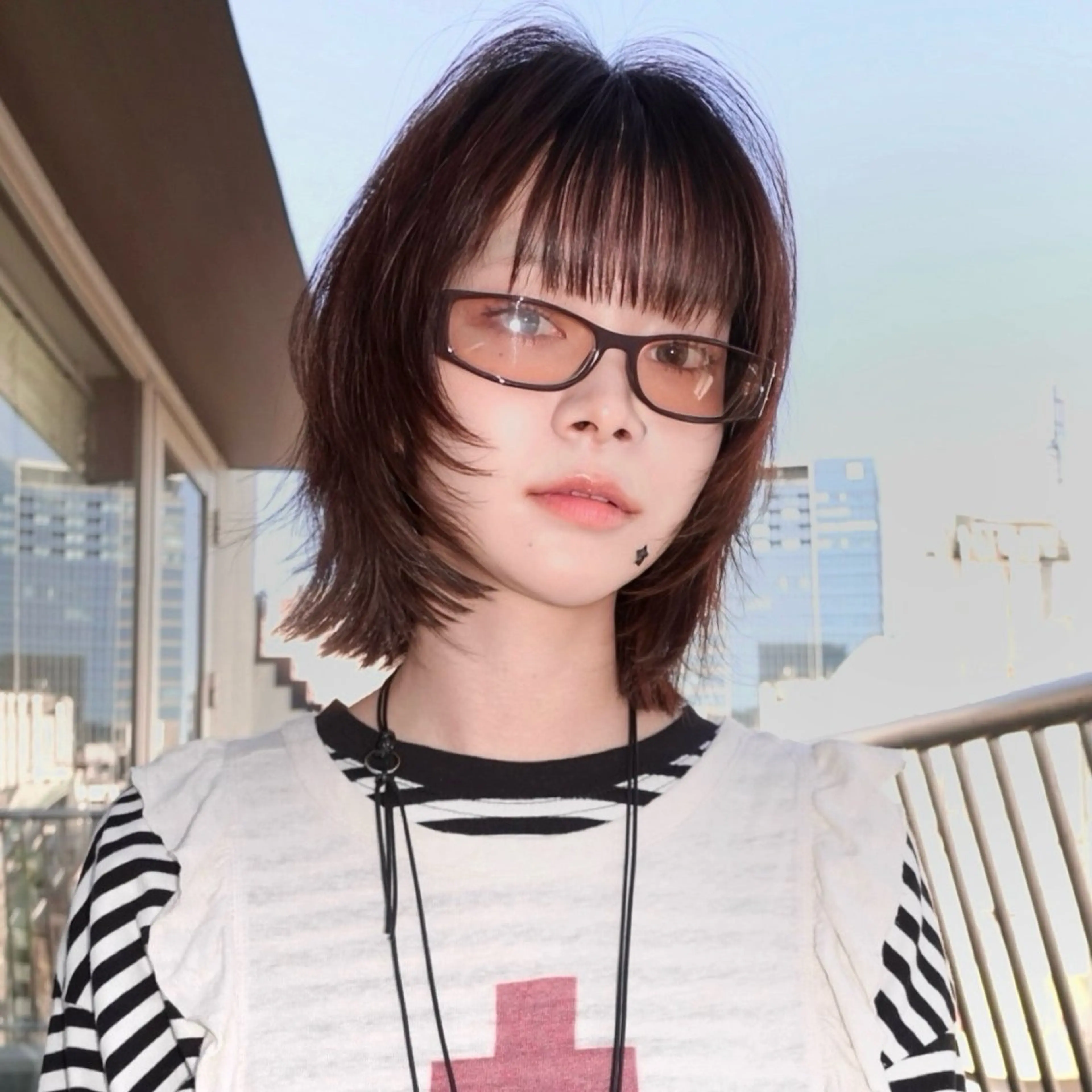 ミディアム カラー ボブレイヤー ブラウンカラー ナチュラルブラウン ボブ レイヤーカット カット ヘアカラー レイヤーカット ボブ　渋谷のヘアスタイル