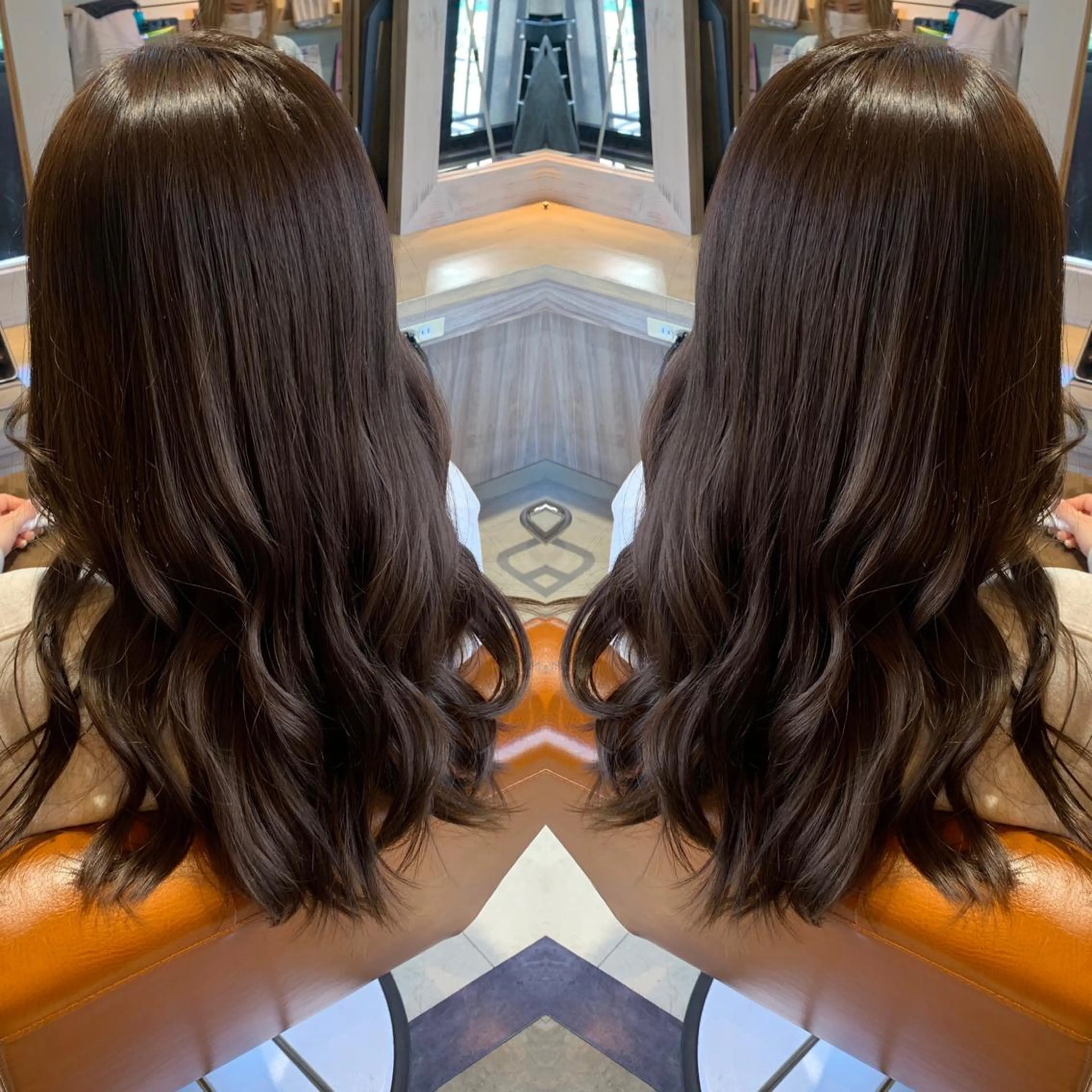 セミロング カラー ブラウンカラー ショコラブラウン 韓国🇰🇷 ✂︎hair 内田愛のヘアスタイル