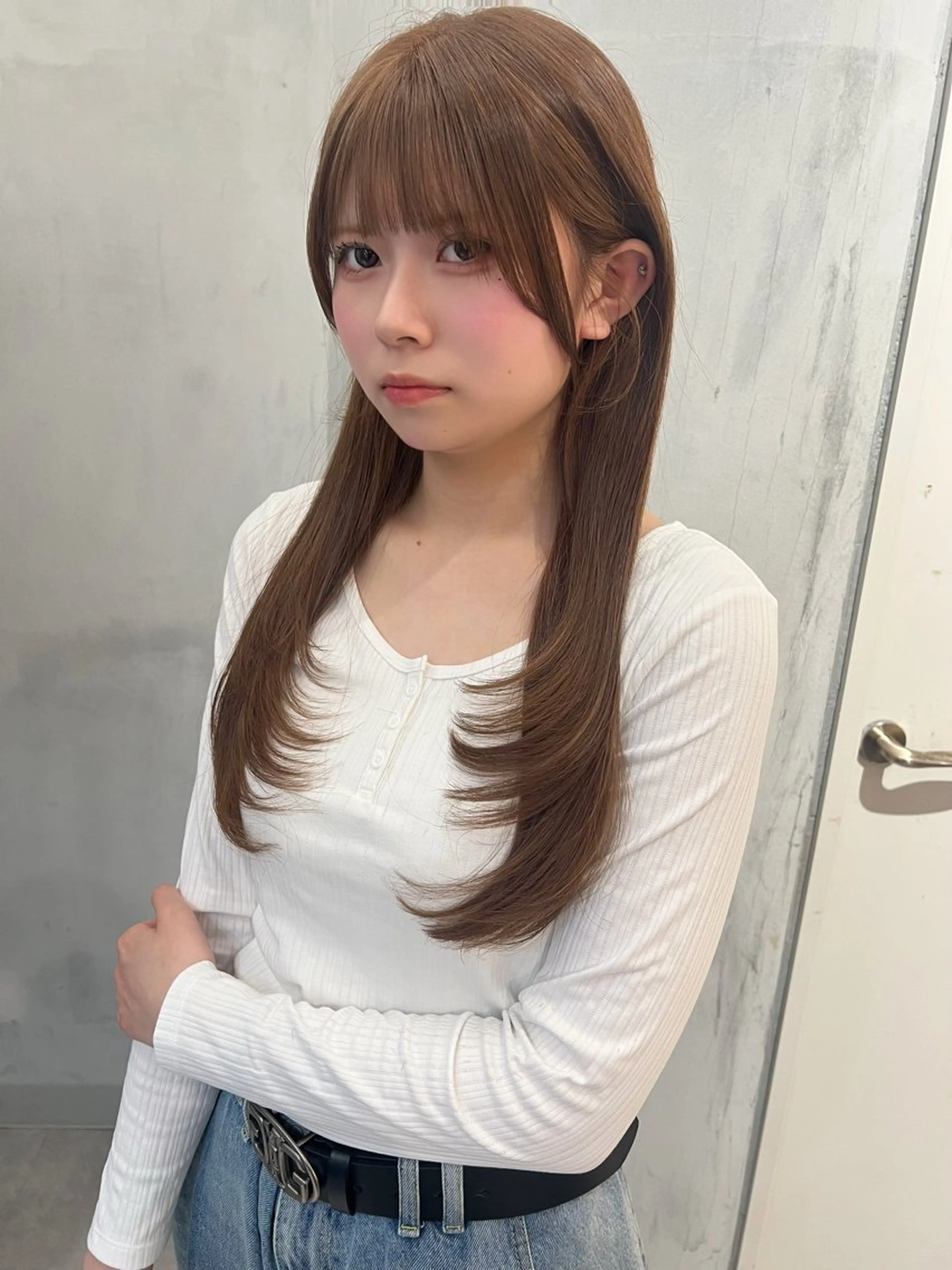 ロング レイヤーカット 縮毛矯正 韓国レイヤーカット/ 縮毛矯正/羽田航のヘアスタイル