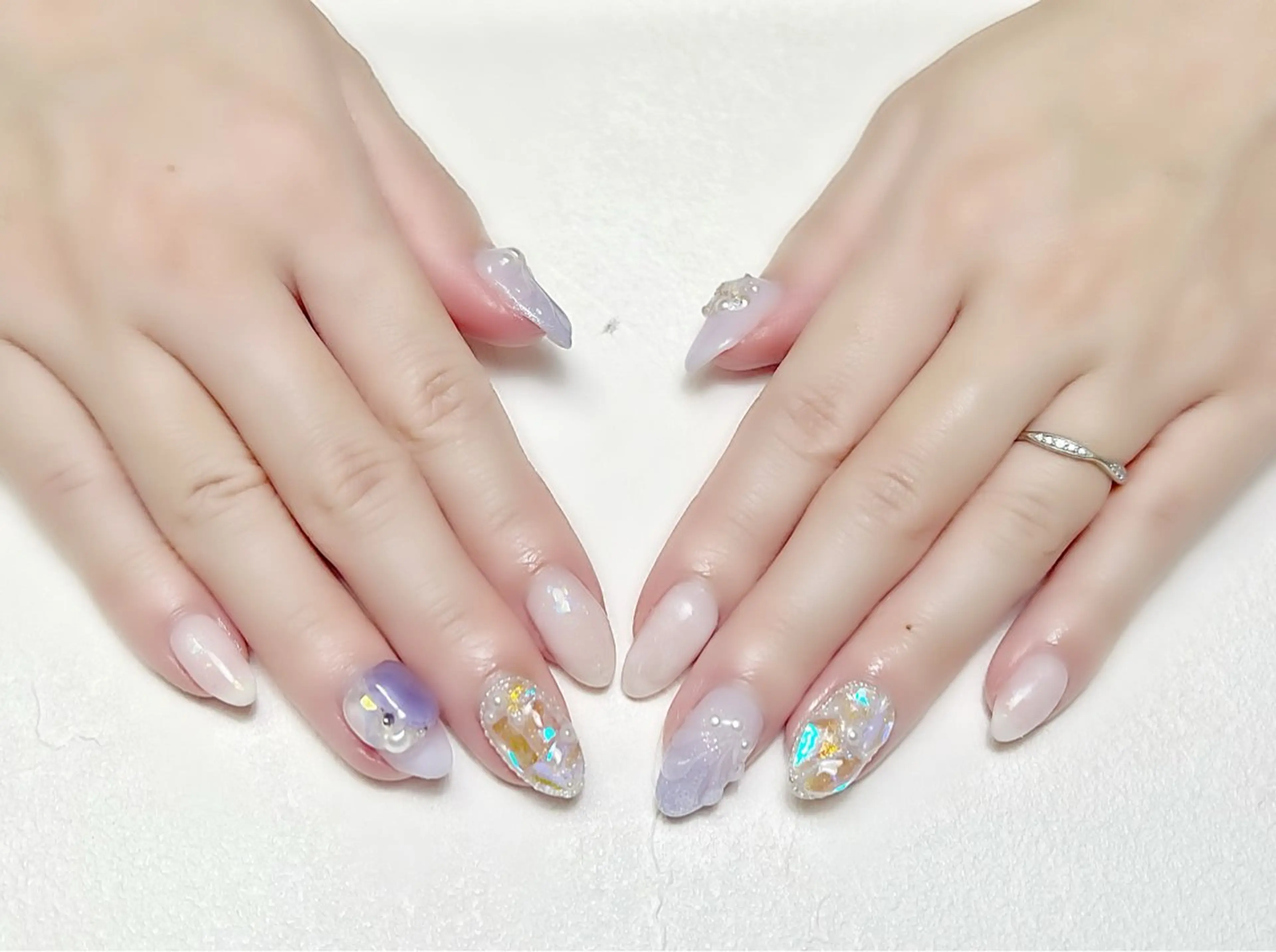 ネイル 氷ネイル・うるうるネイル ラメ(グリッター) 夏ネイル rouse nail RISATOのネイルデザイン