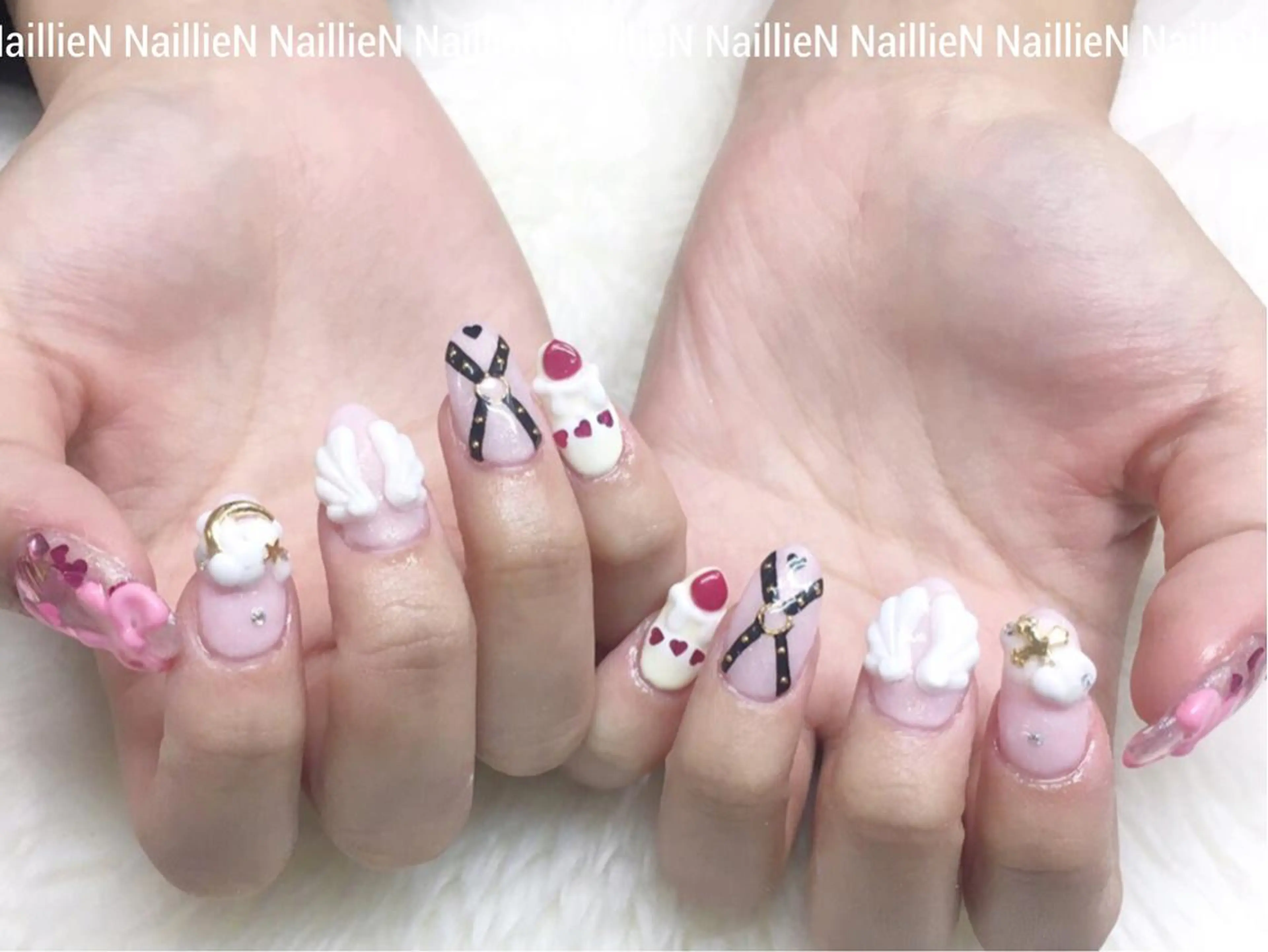 ネイル リボン ショートネイル ハンドネイル Nail lieNのネイルデザイン