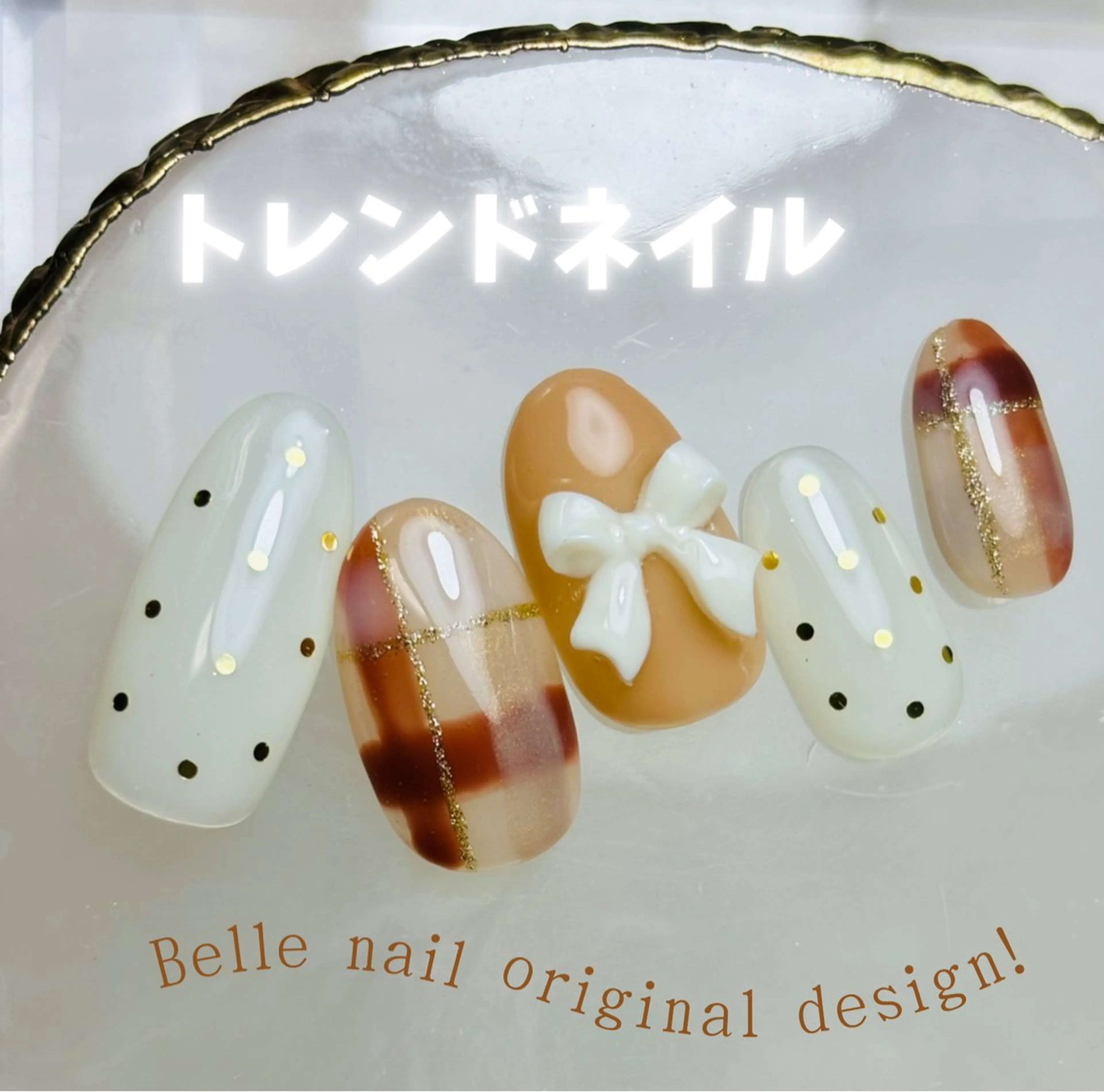 ネイル リボン ハンドネイル Belle　ネイル＆ ホワイトニングサロンのネイルデザイン