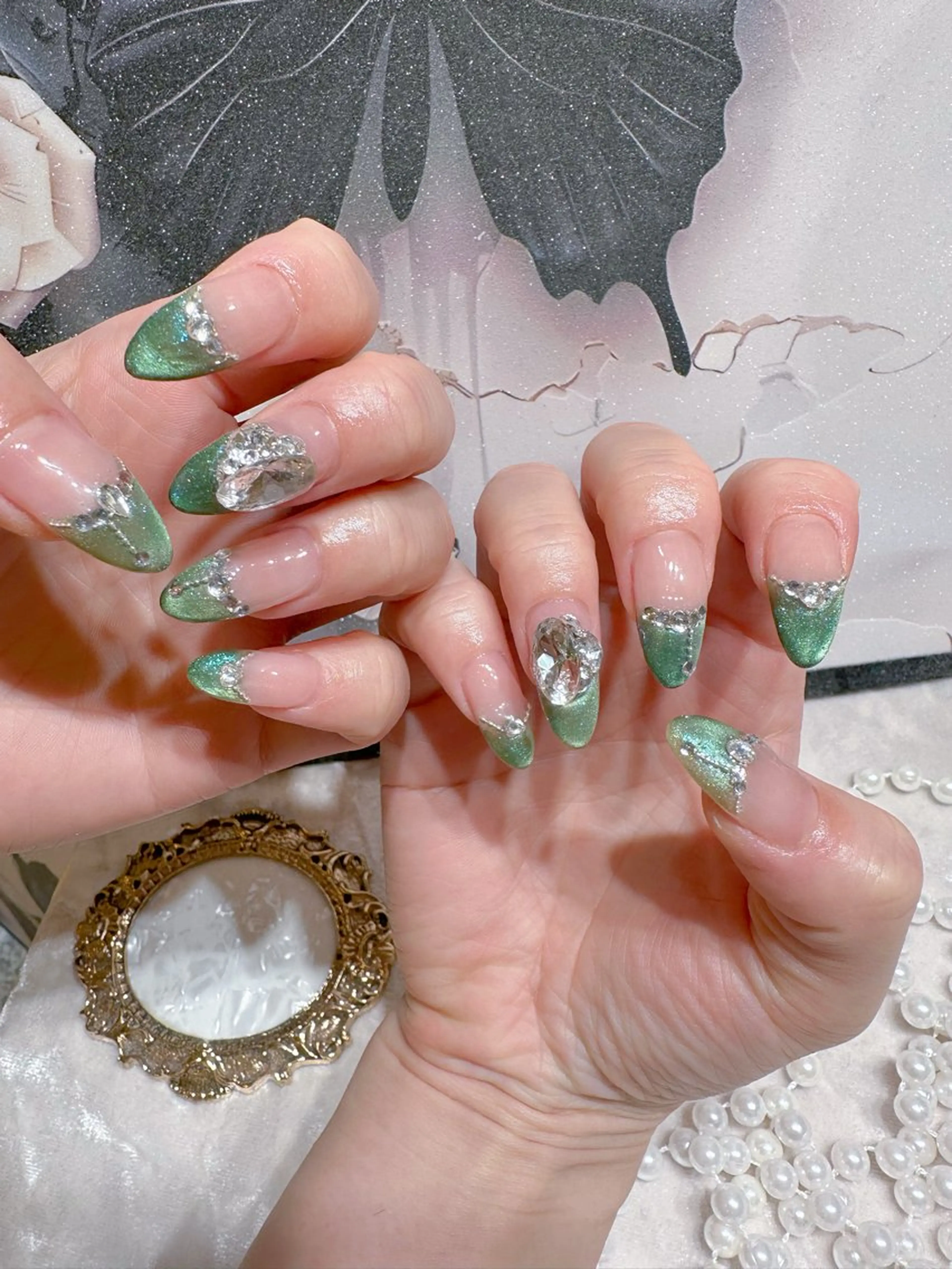 ネイル アートネイル フットネイル ジェルネイル ハート マグネットネイル Babarla Nailのネイルデザイン