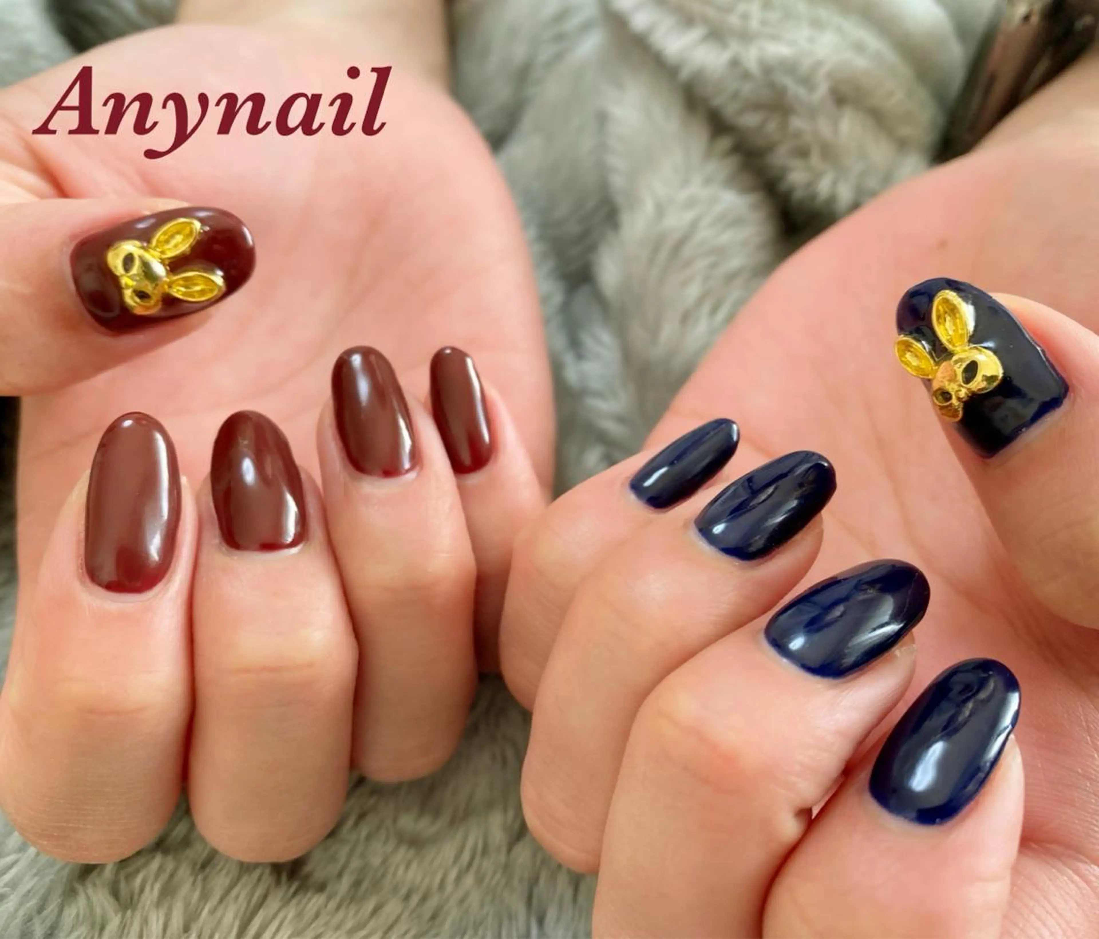 ネイル ブルー ボルドー ネイビー ワンカラーネイル 冬ネイル ハンドネイル 岩澤 恵子のネイルデザイン