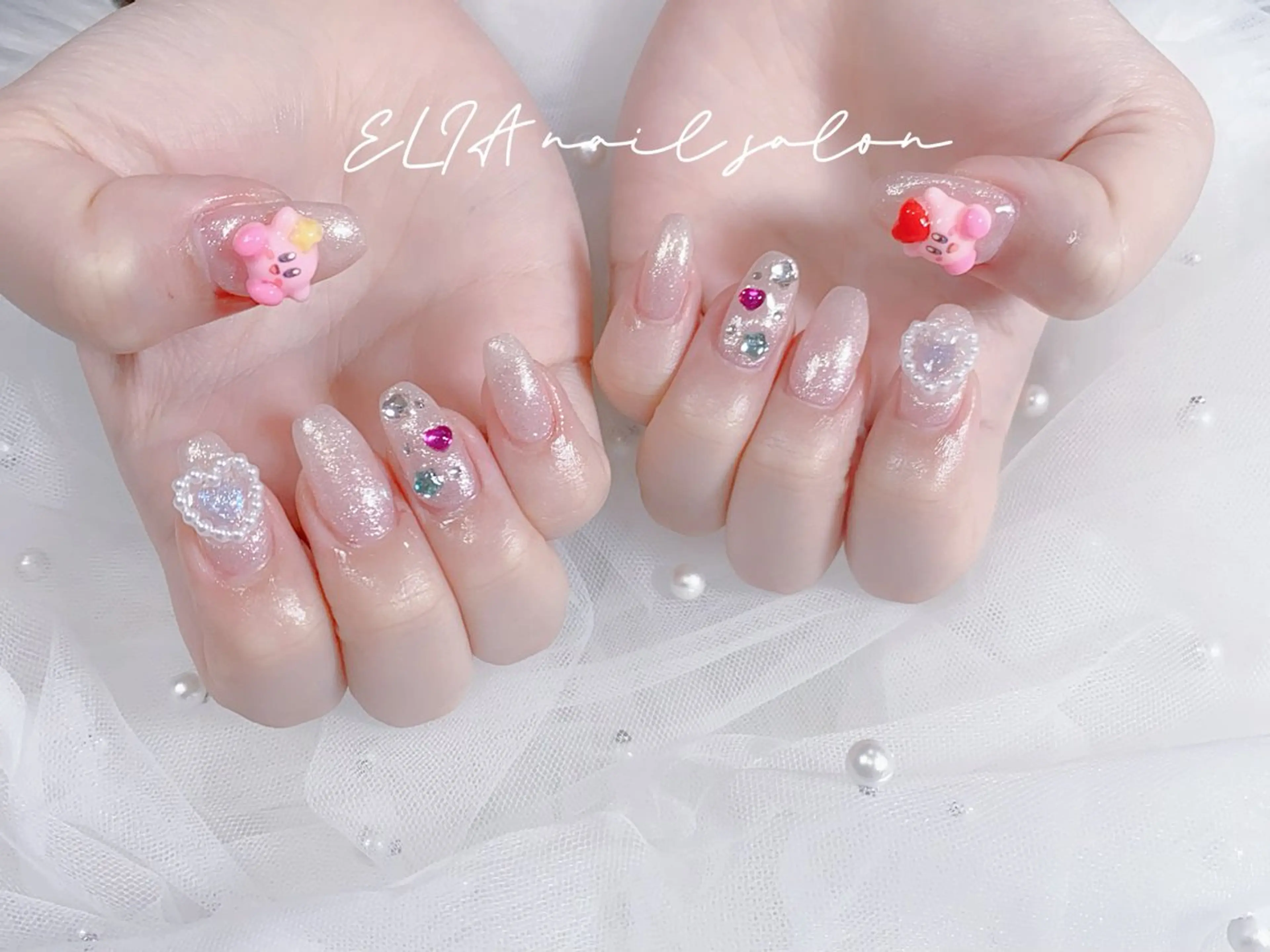 ネイル チークネイル 長さ出し グラデーション ラメ(グリッター) ラメグラデーション cici nailのネイルデザイン
